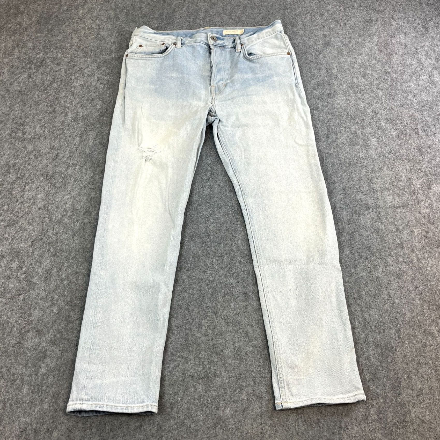 Allsaints AllSaints Jeans Slim Tapered Drop Crotch 30 28 Light Blue Stretch DEAN Mens Jeans Size US 30 / EU 46 - 2 Thumbnail