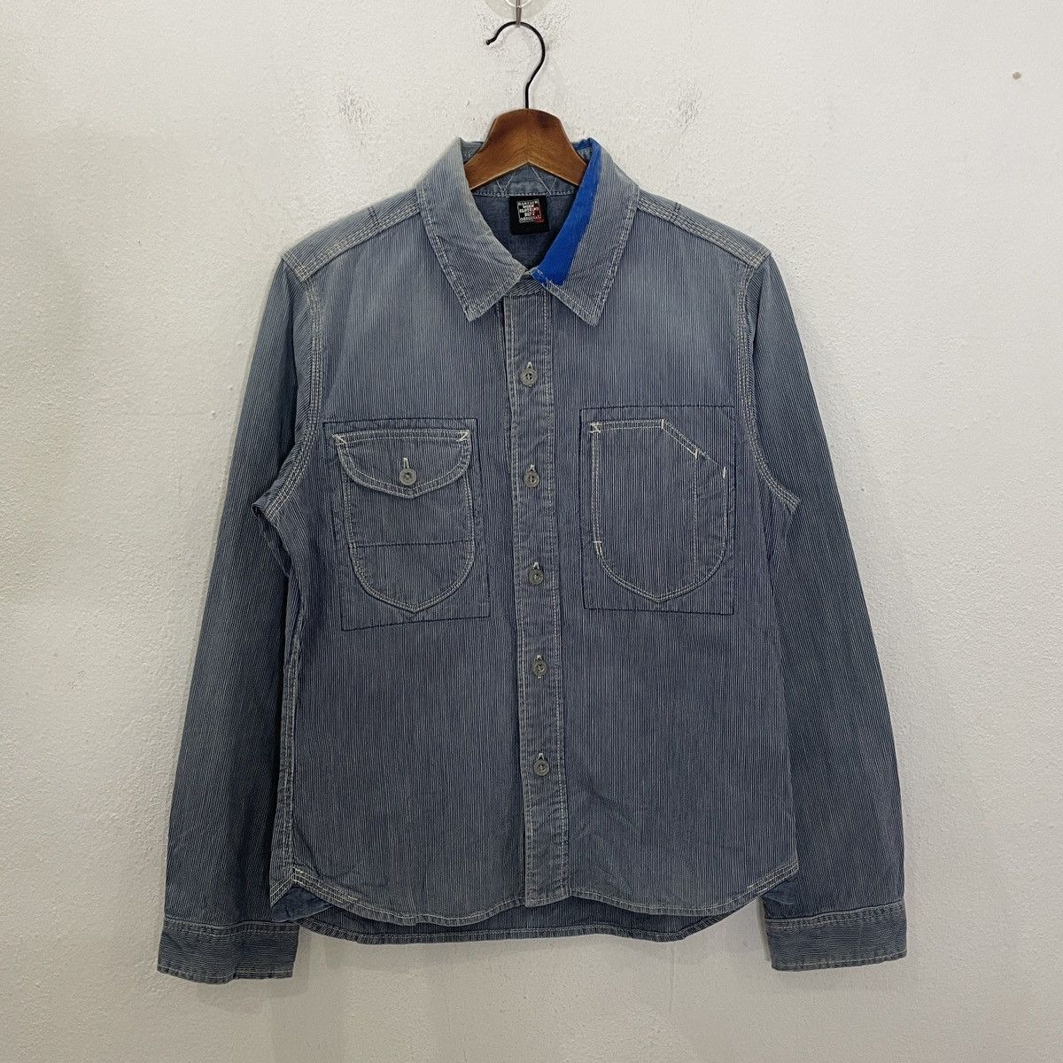 Japanese Brand Vintage Bartack Work Hickory Stripe Jacket Size US S / EU 44-46 / 1 - 1 Thumbnail