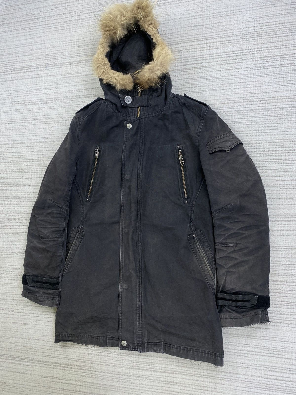 Nicole Club 🔥Nicole Monsieur Multipocket Faux Fur Hoodie Faded Jacket Size US M / EU 48-50 / 2 - 4 Thumbnail