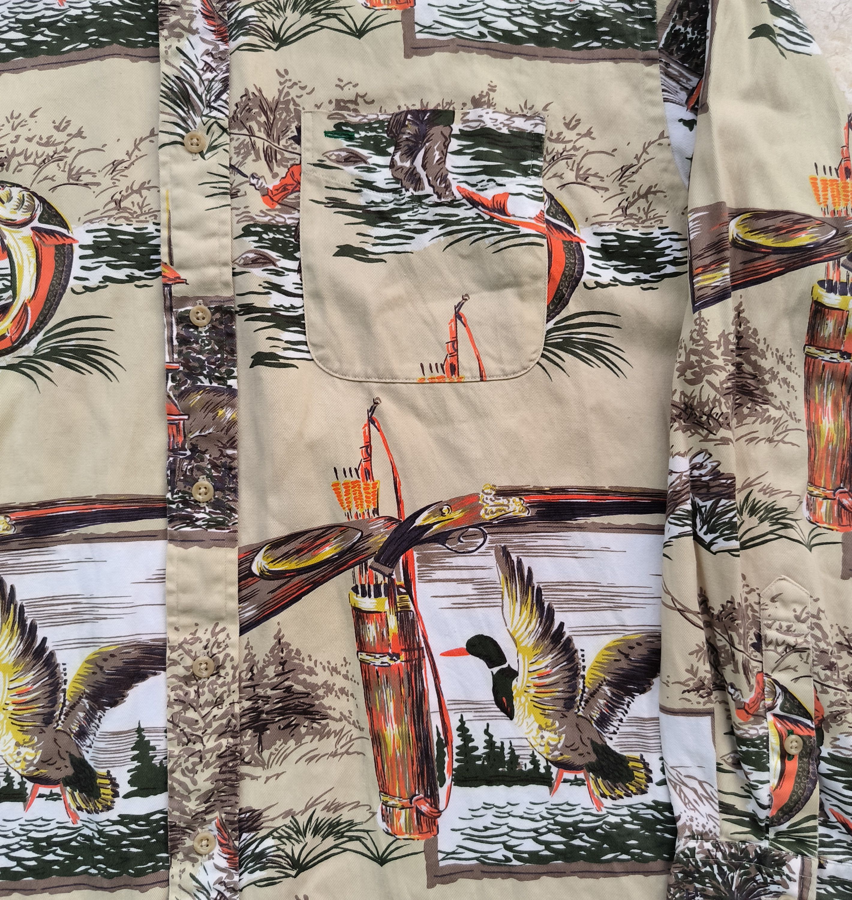 Tommy Hilfiger × Vintage Vintage Rare Tommy Hilfiger Hunting AOP LS Shirt Size US M / EU 48-50 / 2 - 3 Thumbnail