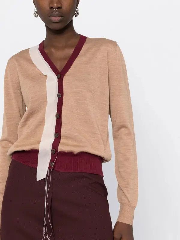 Maison Margiela o1y0625 Cardigan in Sand/Burgundy Size M / US 6-8 / IT 42-44 - 2 Thumbnail