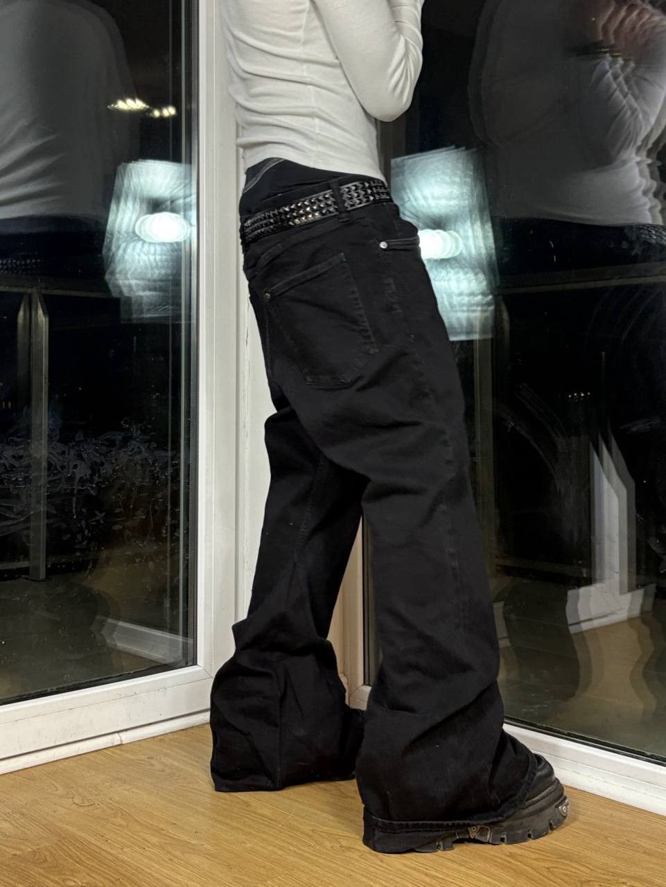 Japanese Brand flare bootcut custom black jeans Size US 34 / EU 50 - 4 Thumbnail