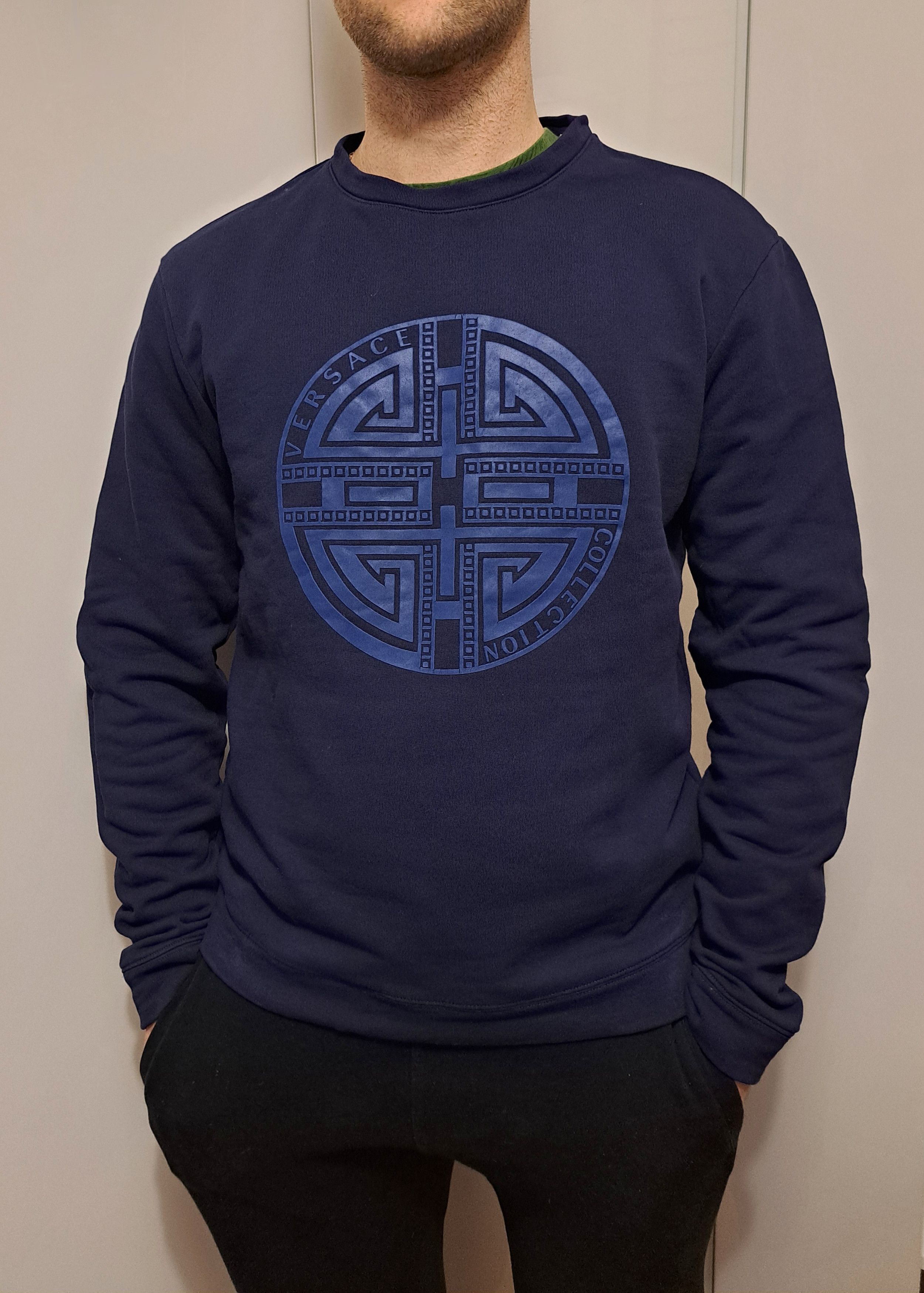 Versace Navy big logo sweatshirt Versace Collection, crewneck L Size US L / EU 52-54 / 3 - 2 Thumbnail