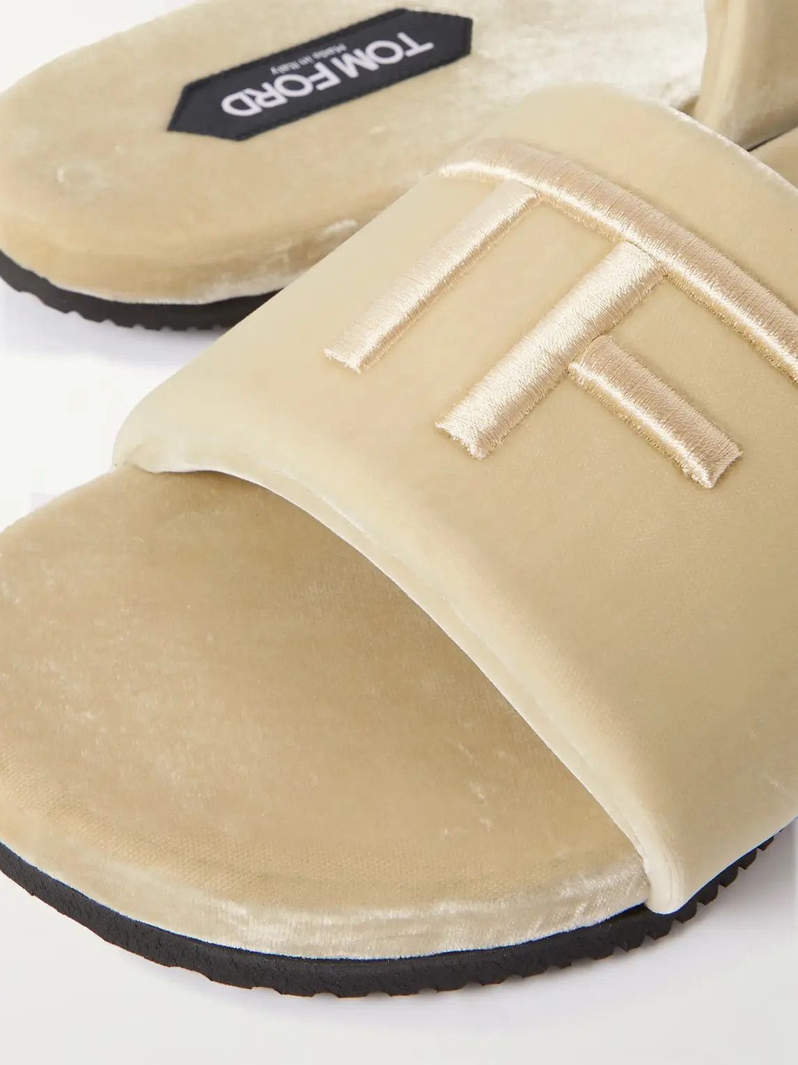 Tom Ford o1w1db11224 J1376T Velvet Slides in Beige Size US 9 / EU 42 - 4 Thumbnail