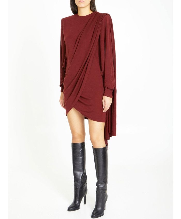 Saint Laurent Paris o1s1wg111124 Draped Dress in Wool Jersey in Red Size XS / US 0-2 / IT 36-38 - 2 Thumbnail