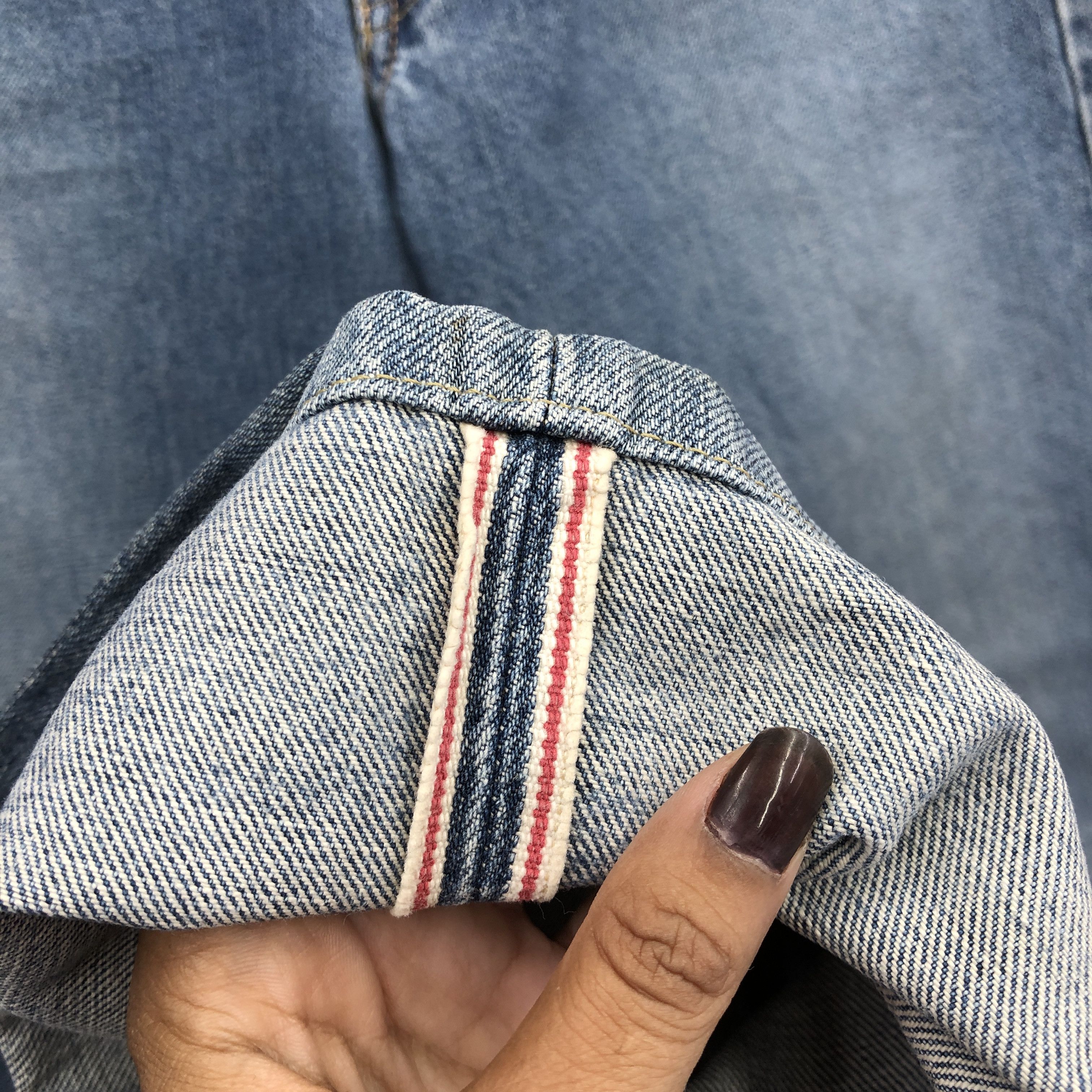 Edwin 90s Edwin 505Z Selvedge Redline Faded Light Wash Jeans Denim Size 22" - 6 Thumbnail
