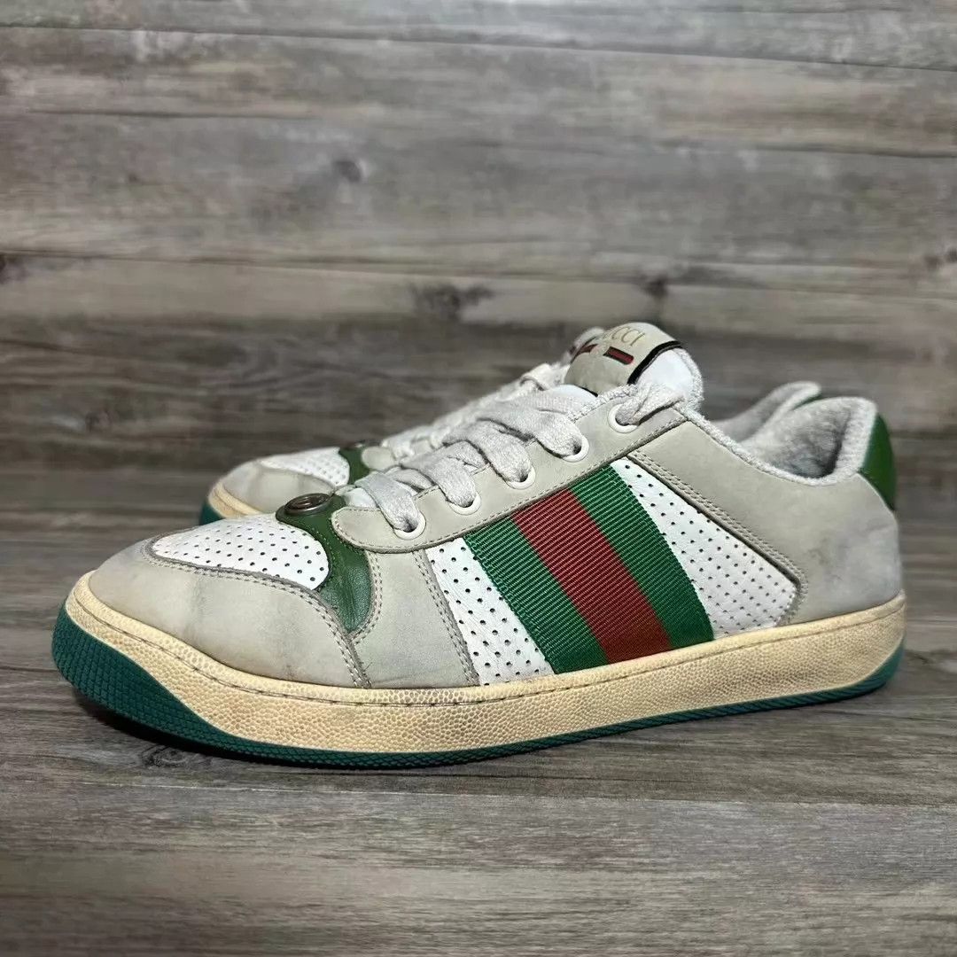 Gucci Gucci Dirty Enamel Gray-Green Sneaker Uk7 41 95N Size US 8 / EU 41 - 1 Thumbnail