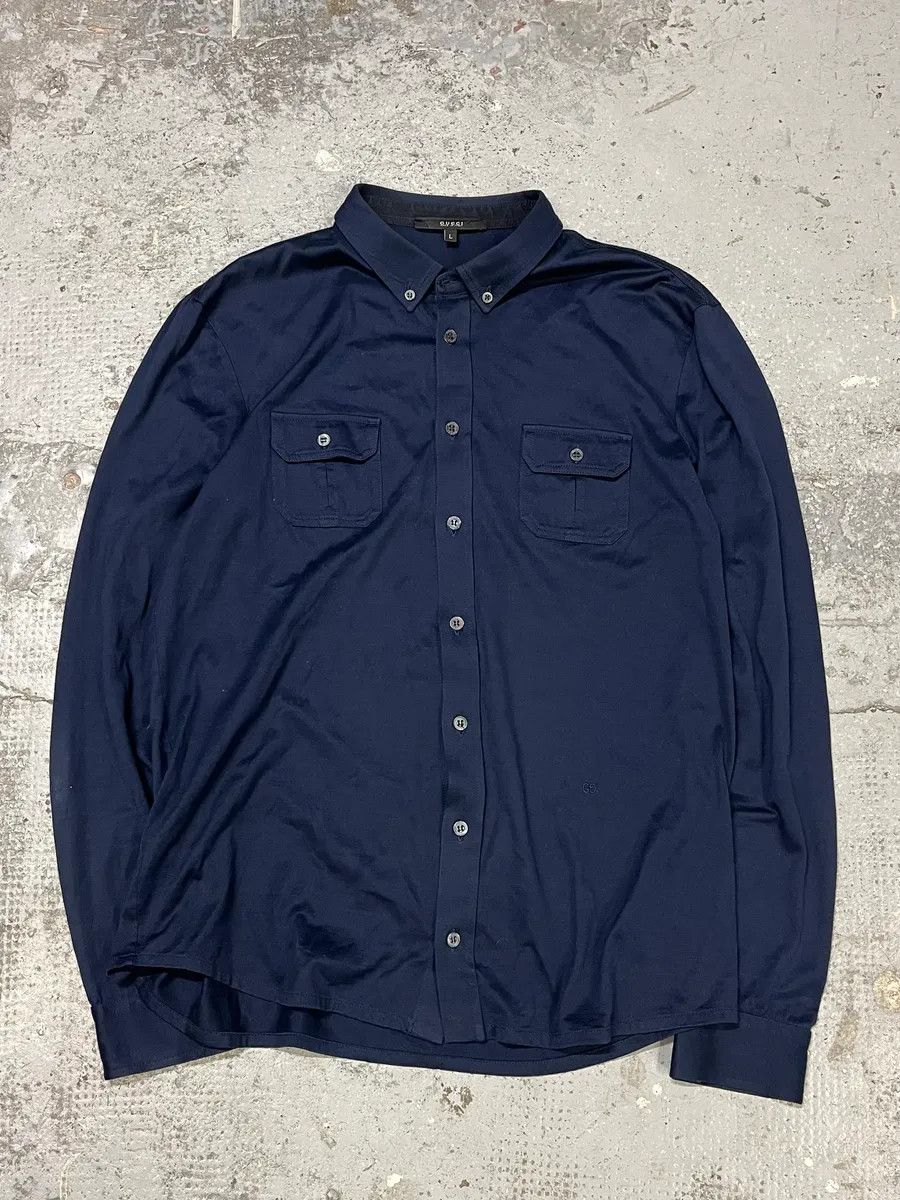 Designer × Gucci × Vintage 2000s Gucci Navy Minimalist Shirt Size US M / EU 48-50 / 2 - 1 Thumbnail