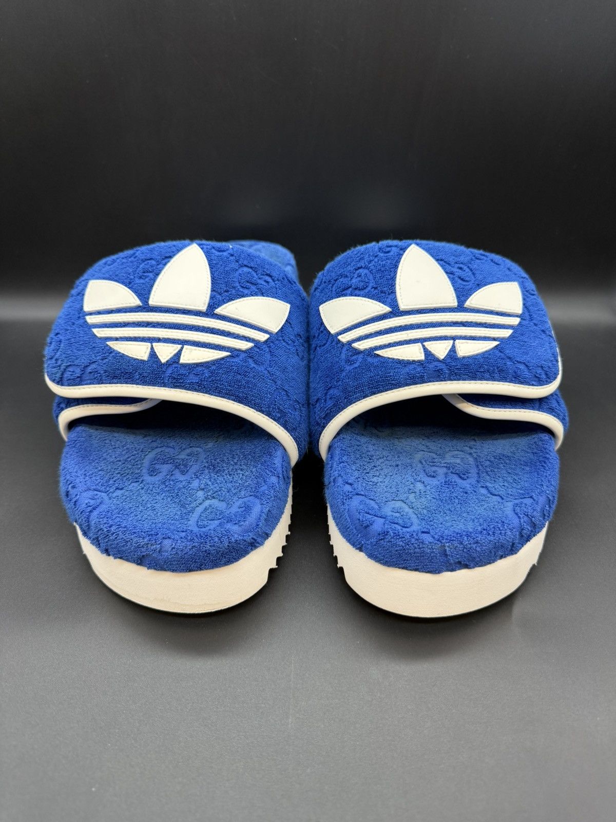 Adidas × Gucci Gucci x Adidas Magic Sponge Platform Slide Blue/White Size US 12 / EU 45 - 3 Thumbnail