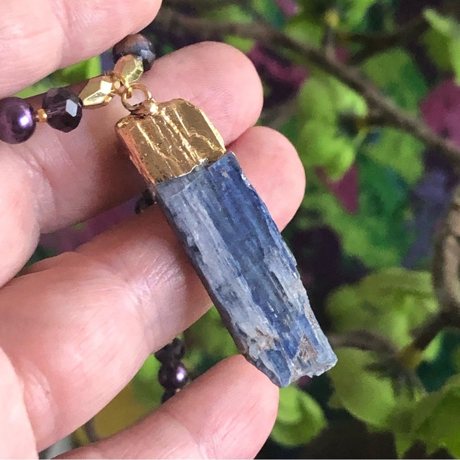 Handmade Handcrafted repurpose kyanite and amethyst Pearl necklace Size ONE SIZE - 9 Thumbnail