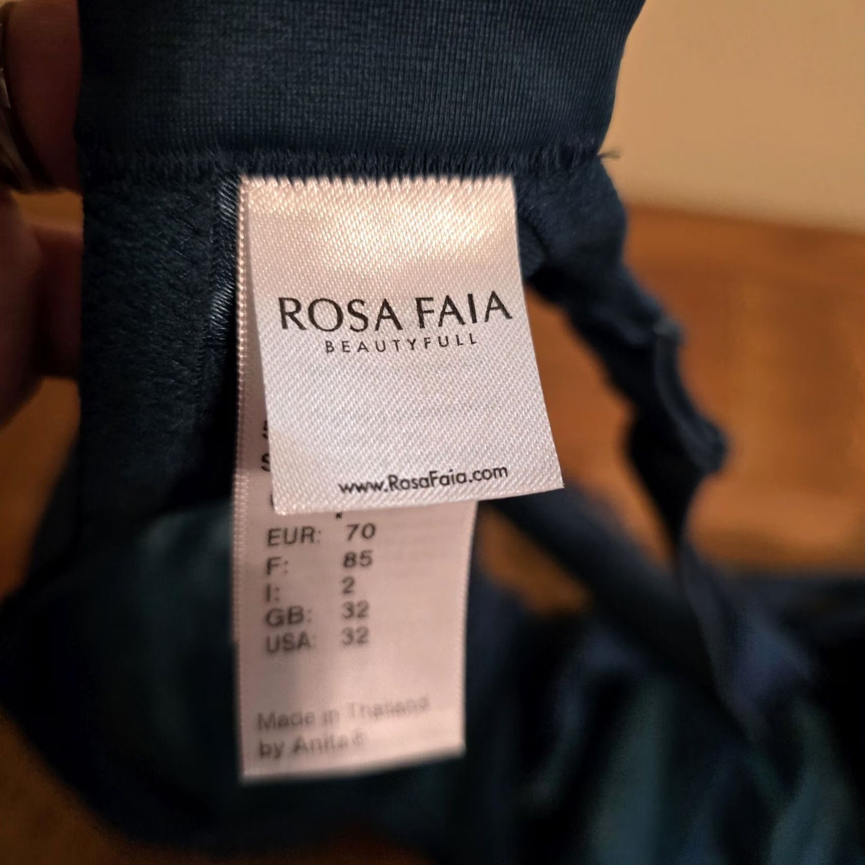 Vintage Rosa Faia Selma Lace Unlined Bra 32J Blue Underwire Balconette Womens Size ONE SIZE - 6 Thumbnail