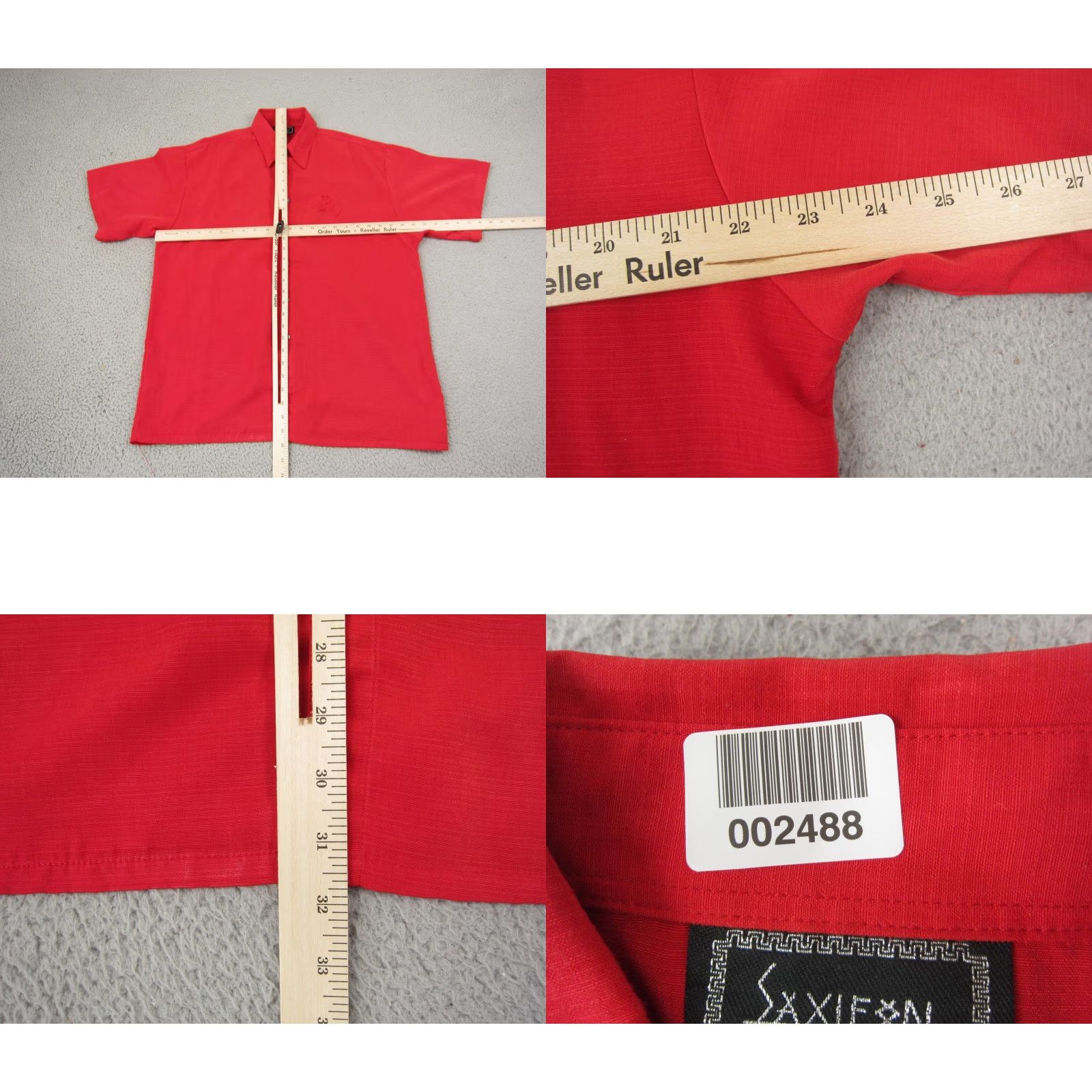 Vintage Saxifon Shirt Mens M Red Embroidered Western 90s Button-Up Collar Shirt Vintage Short Sleeve Poplin Polyester Size US M / EU 48-50 / 2 - 8 Thumbnail
