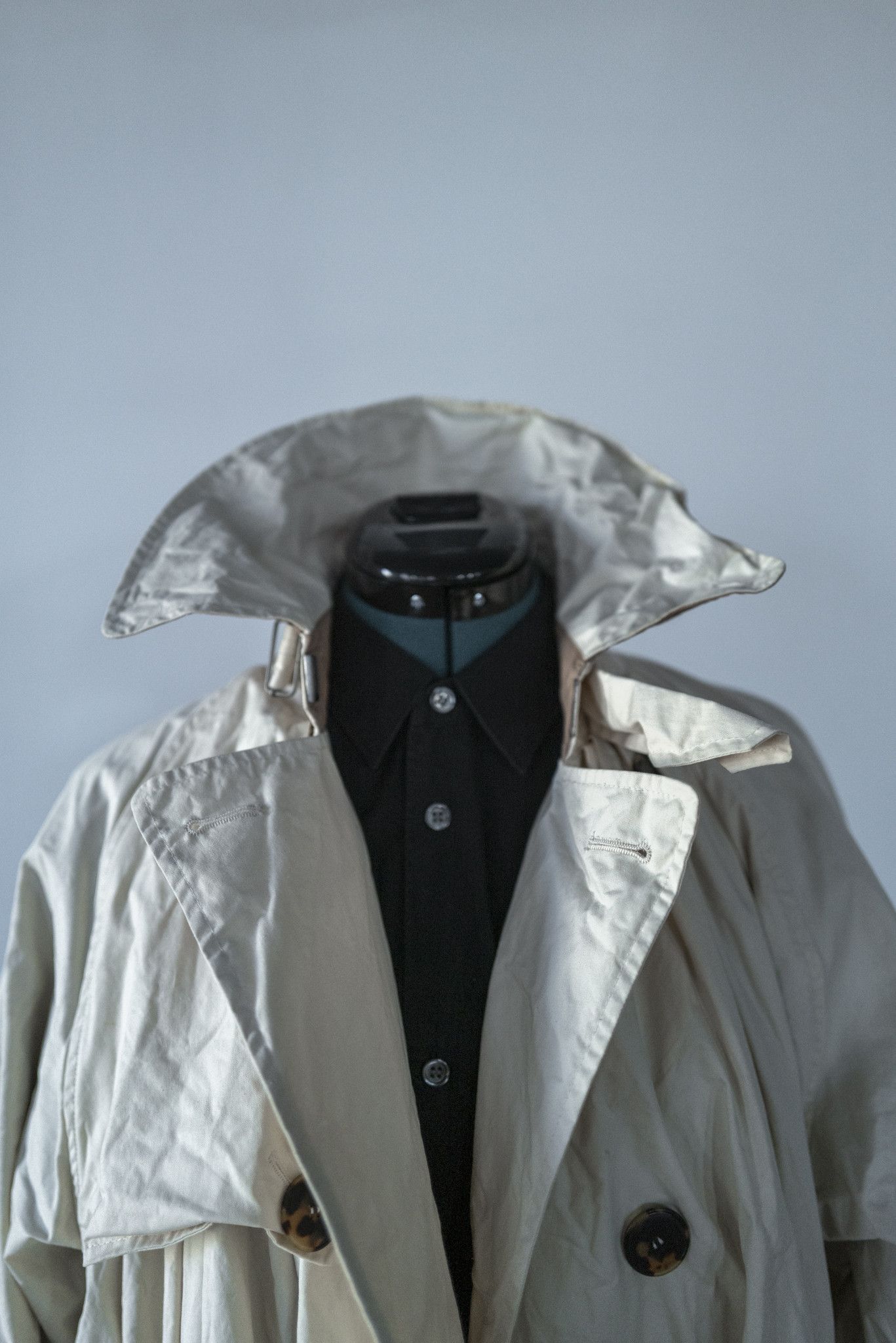 Jean Paul Gaultier Vintage Jean Paul Gaultier Ivory Cotton Hooded Trench Coat Size L / US 10 / IT 46 - 3 Thumbnail