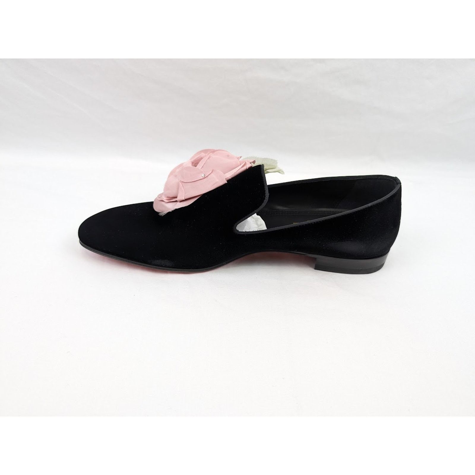 Christian Louboutin o1rshd1 Velvet Dandyflor Flat in Black/Rose Size US 11 / EU 44 - 8 Thumbnail