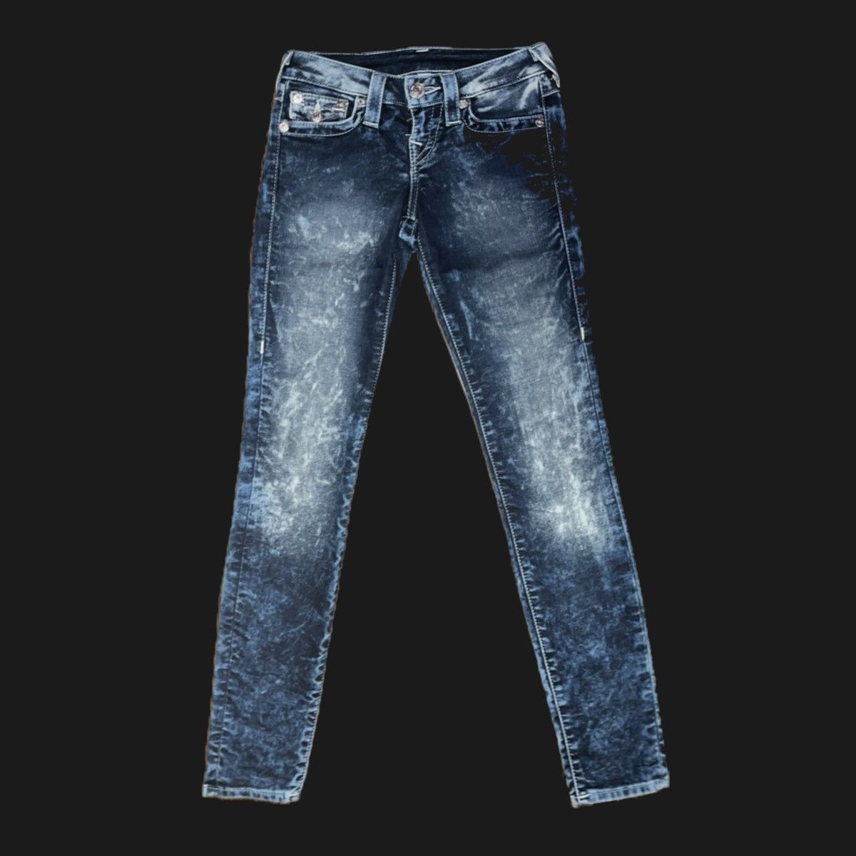 True Religion True Religion Acid Wash Low Rise Skinny Jeans Size 23" - 2 Thumbnail