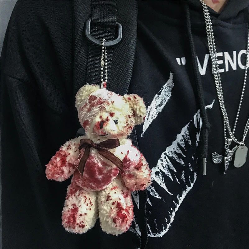 Jewelry Bloody Plush Bear Keychain Injured Animal Doll Size ONE SIZE - 1 Thumbnail