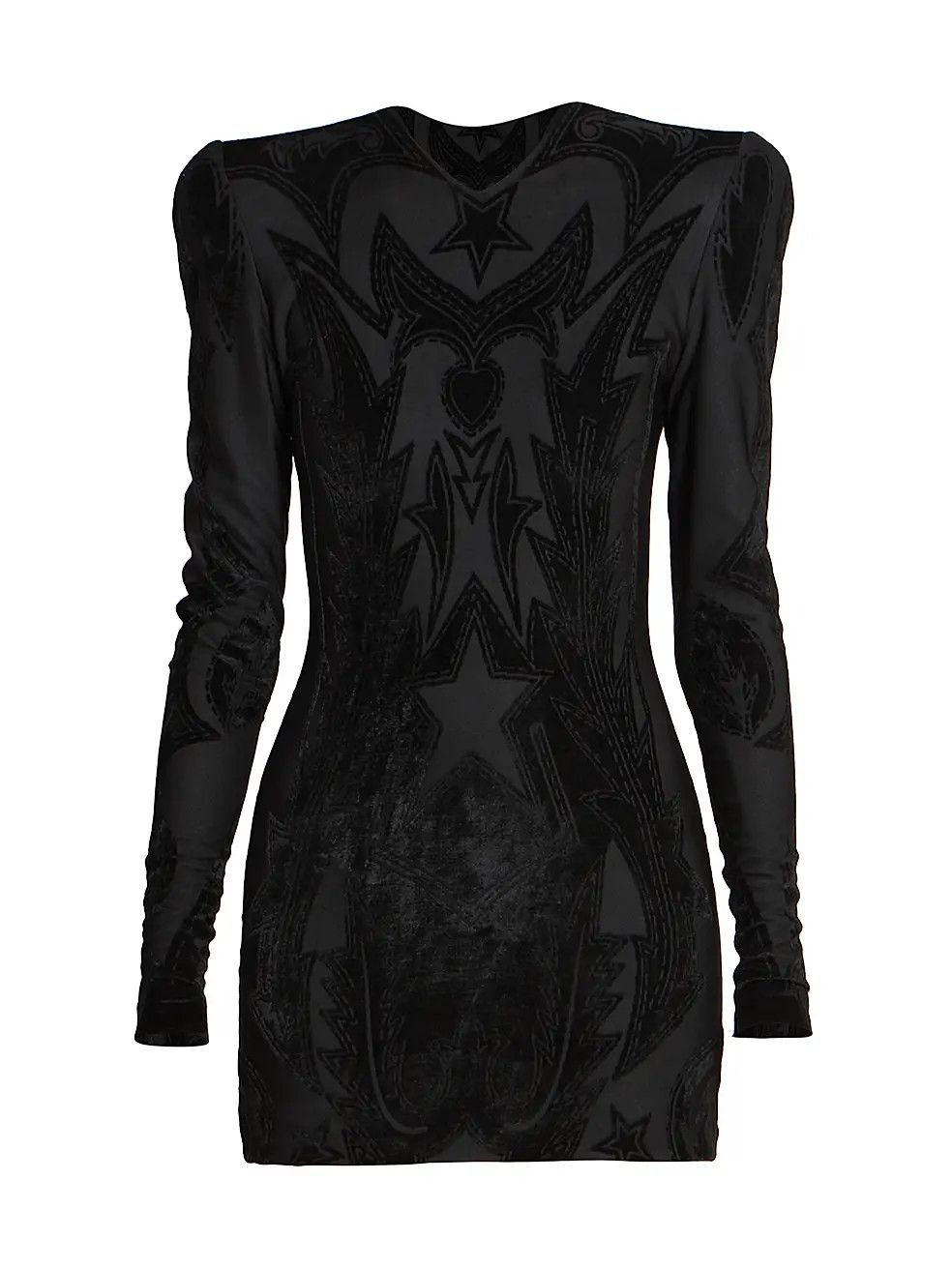 Balmain o1s1wg110825 Velvet Baroque Jersey Mini Dress in Black Size L / US 10 / IT 46 - 1 Thumbnail