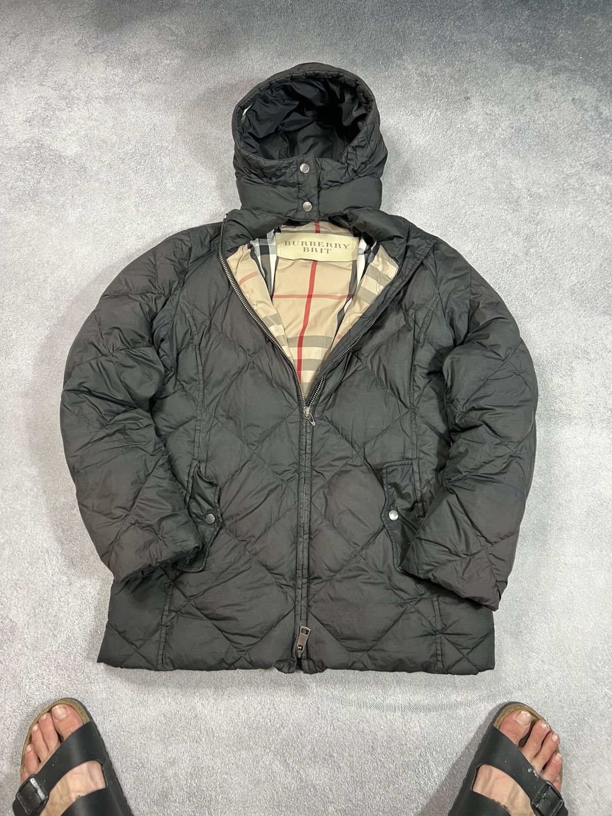 Burberry 🖤 Black Burberry London Diamond Tufted Zipper Puffer Coat Size M / US 6-8 / IT 42-44 - 4 Thumbnail