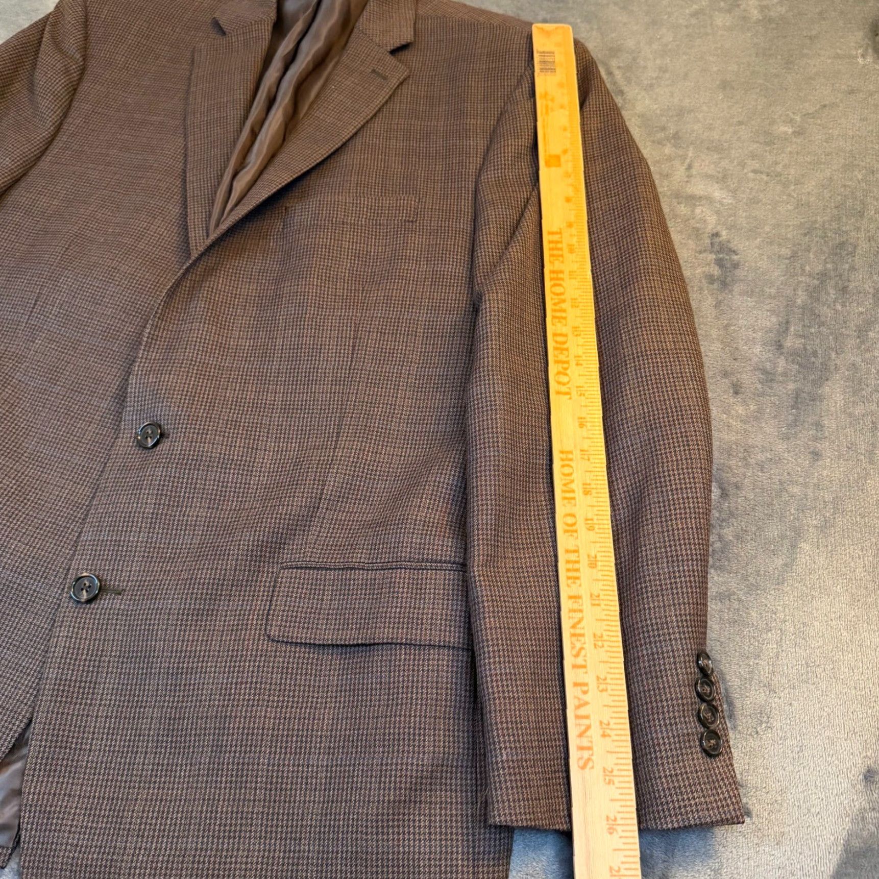 Ralph Lauren Ralph Lauren Mens 48L Brown Wool Houndstooth Windowpane Blazer Size 48R - 7 Thumbnail