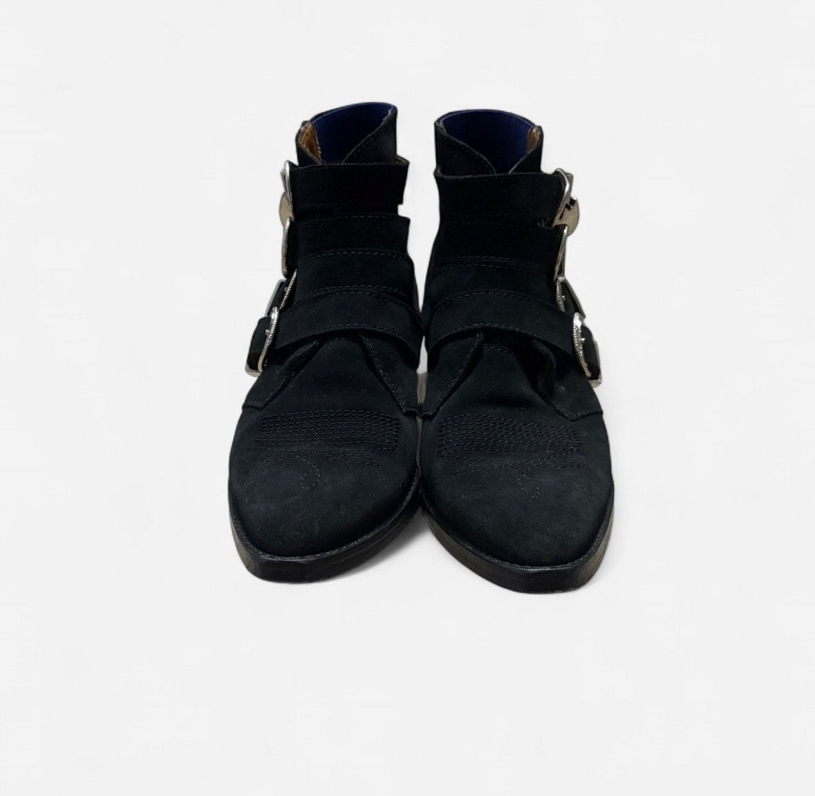 TOGA VIRILIS Black Suede Buckle Boots Size US 7 / EU 40 - 2 Thumbnail