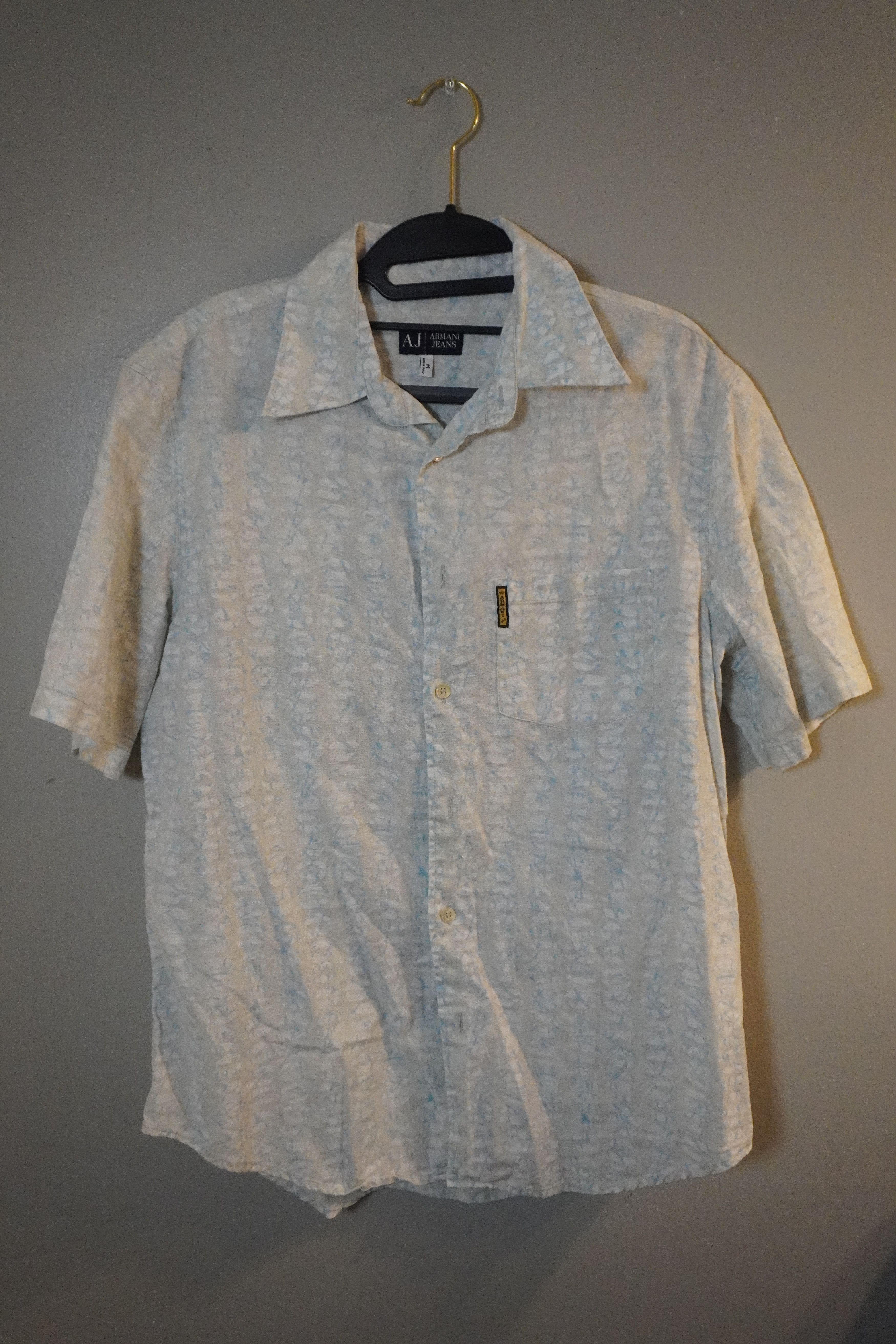 Armani Size M AJ Armani Jeans Cotton Linen Pattern Short Sleeve Size US M / EU 48-50 / 2 - 1 Thumbnail