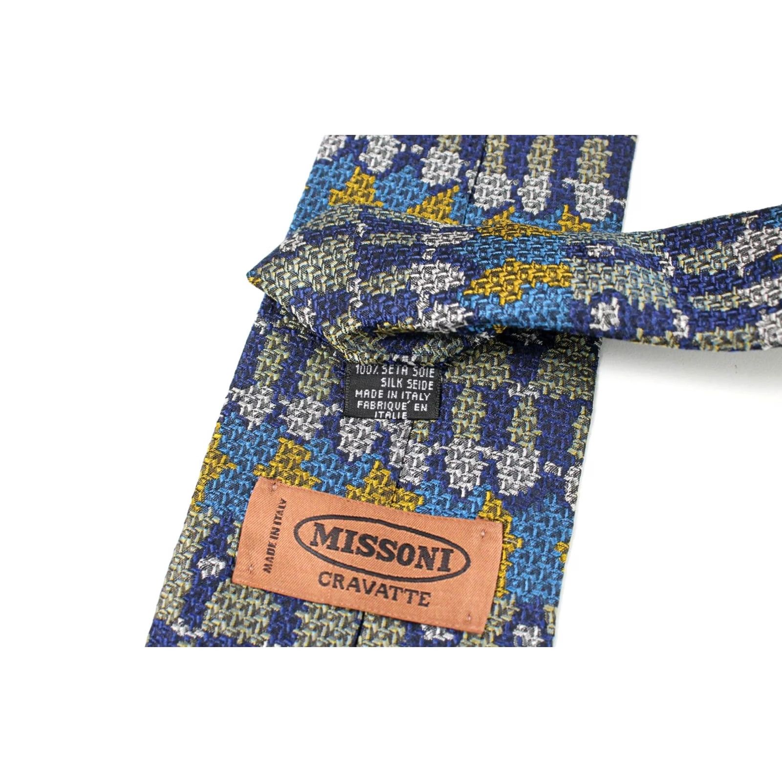 Missoni MISSONI Tie Men's ONE SIZE 100% Silk Classic Pointed Blue Patterned Size ONE SIZE - 5 Thumbnail