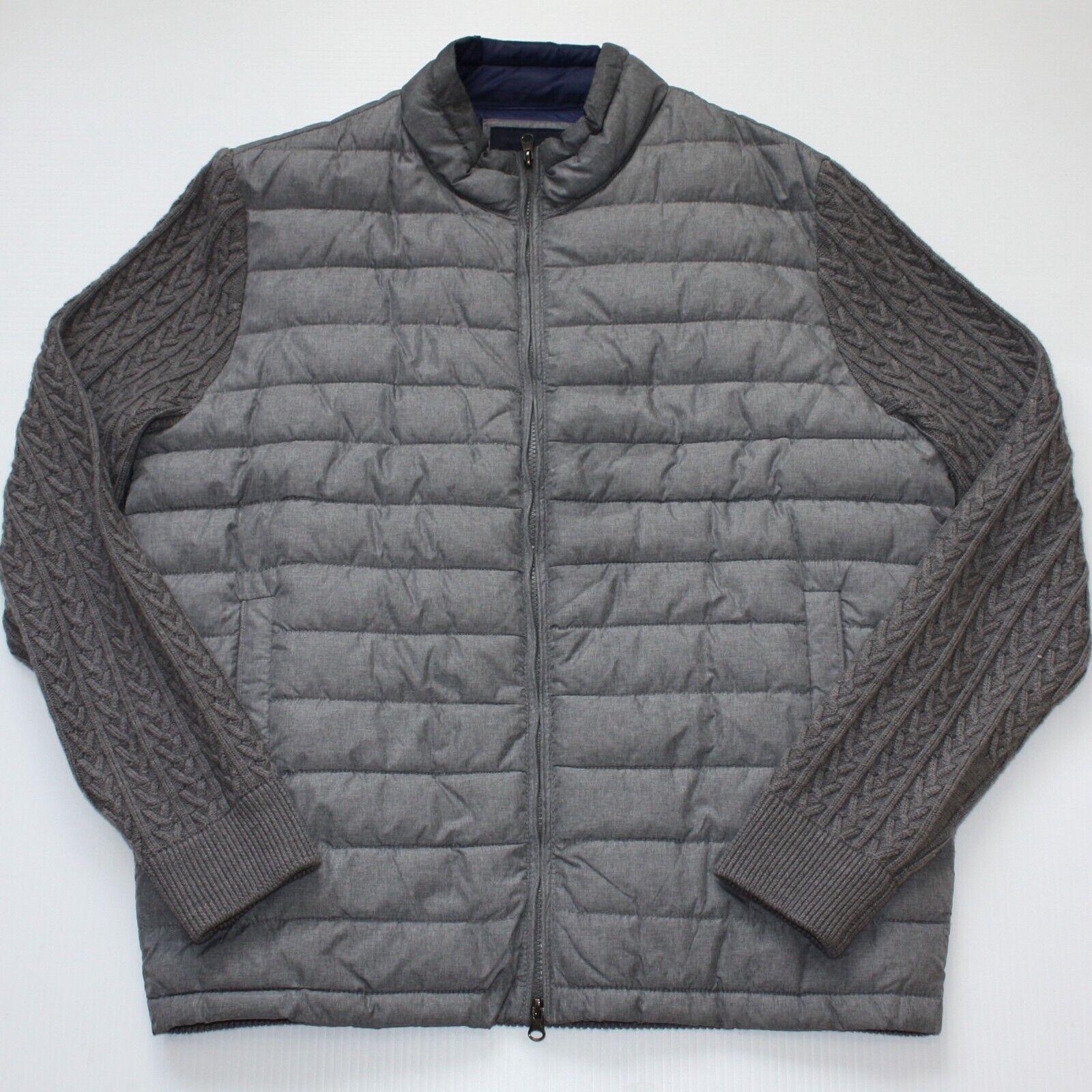 Zachary Prell Gray Beacon Trim Quilted Cable Knit Sweater Jacket size L Size US L / EU 52-54 / 3 - 1 Thumbnail