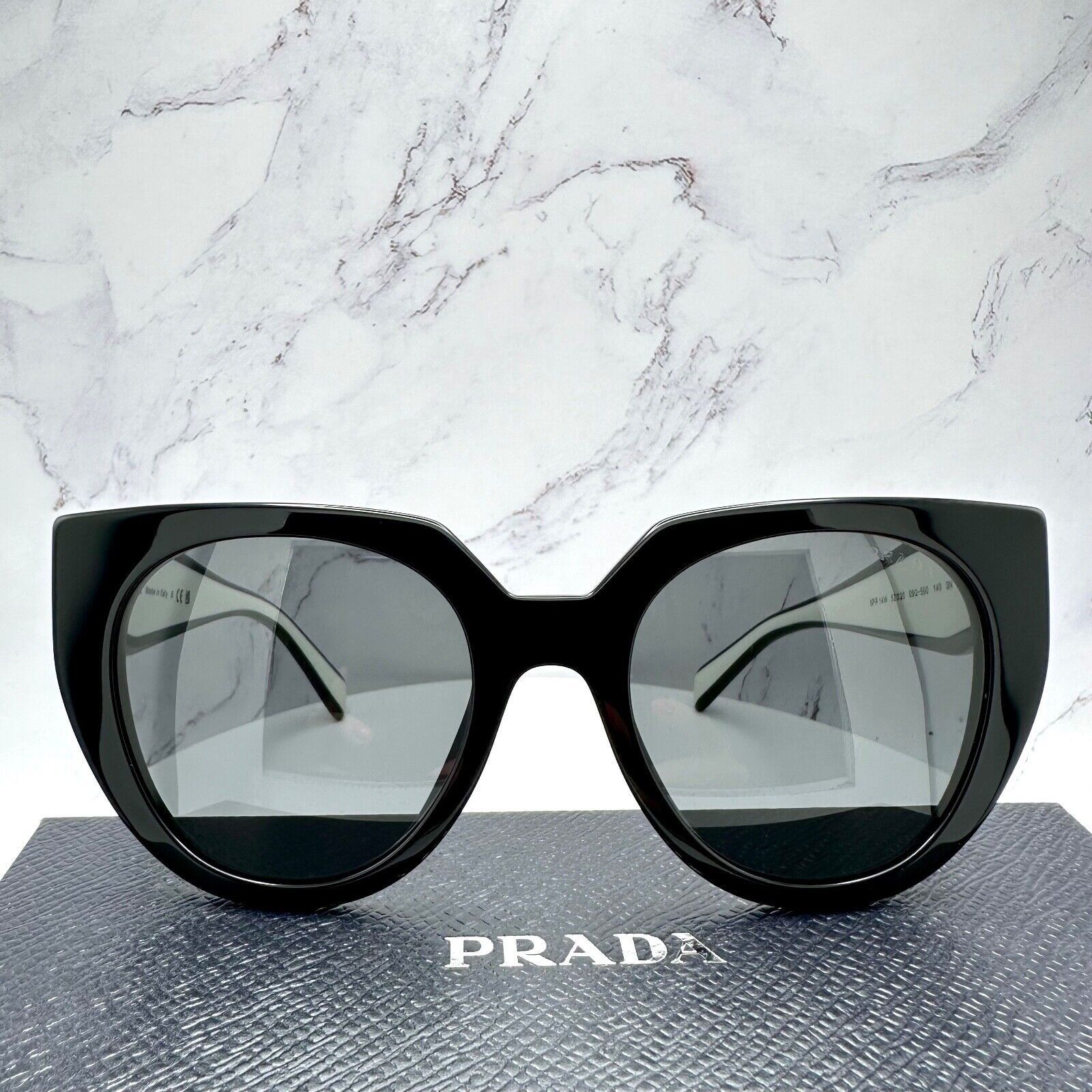 Prada New PRADA Sunglasses Symbole Black White Gold Metallic Logo Size ONE SIZE - 17 Thumbnail
