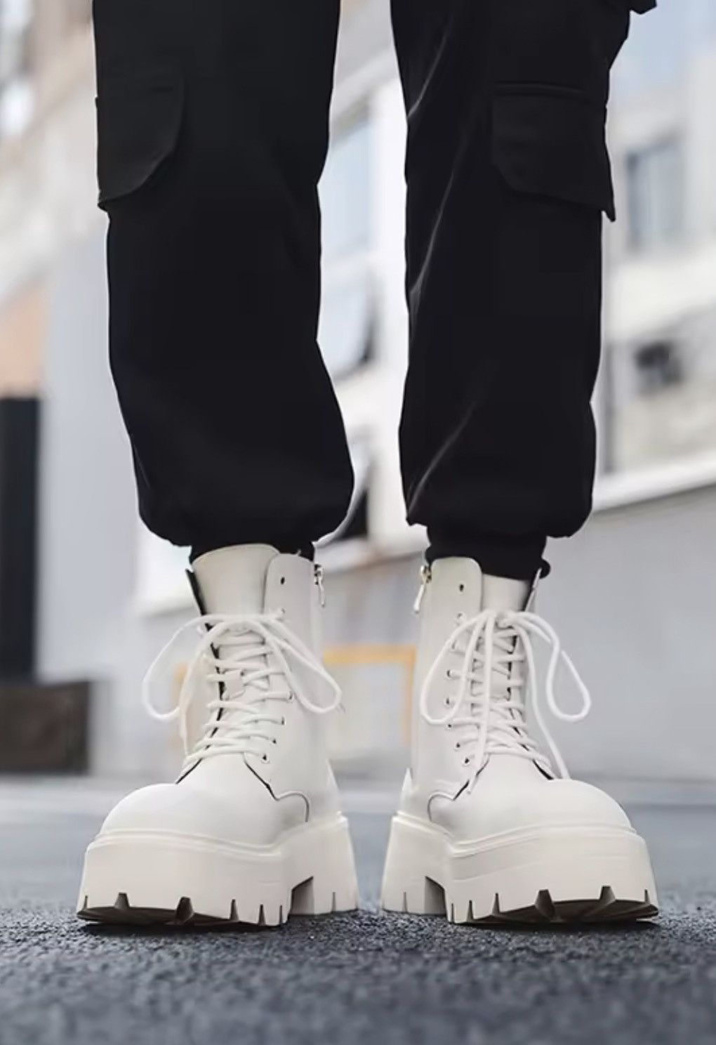 Japanese Brand Chunky Platform Split Leather Combat Boots ( Size 6-13 ) Size US 13 / EU 46 - 6 Thumbnail