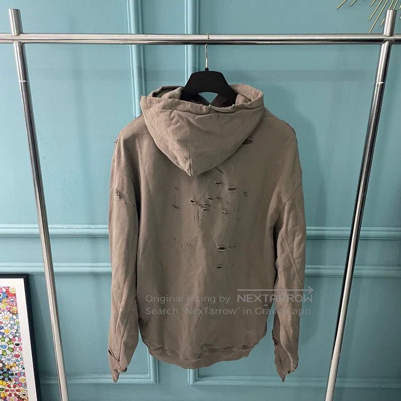 Balenciaga Balenciaga Destroyed Khaki Logo Hoodie Jacket Size US XXS / EU 40 - 2 Thumbnail