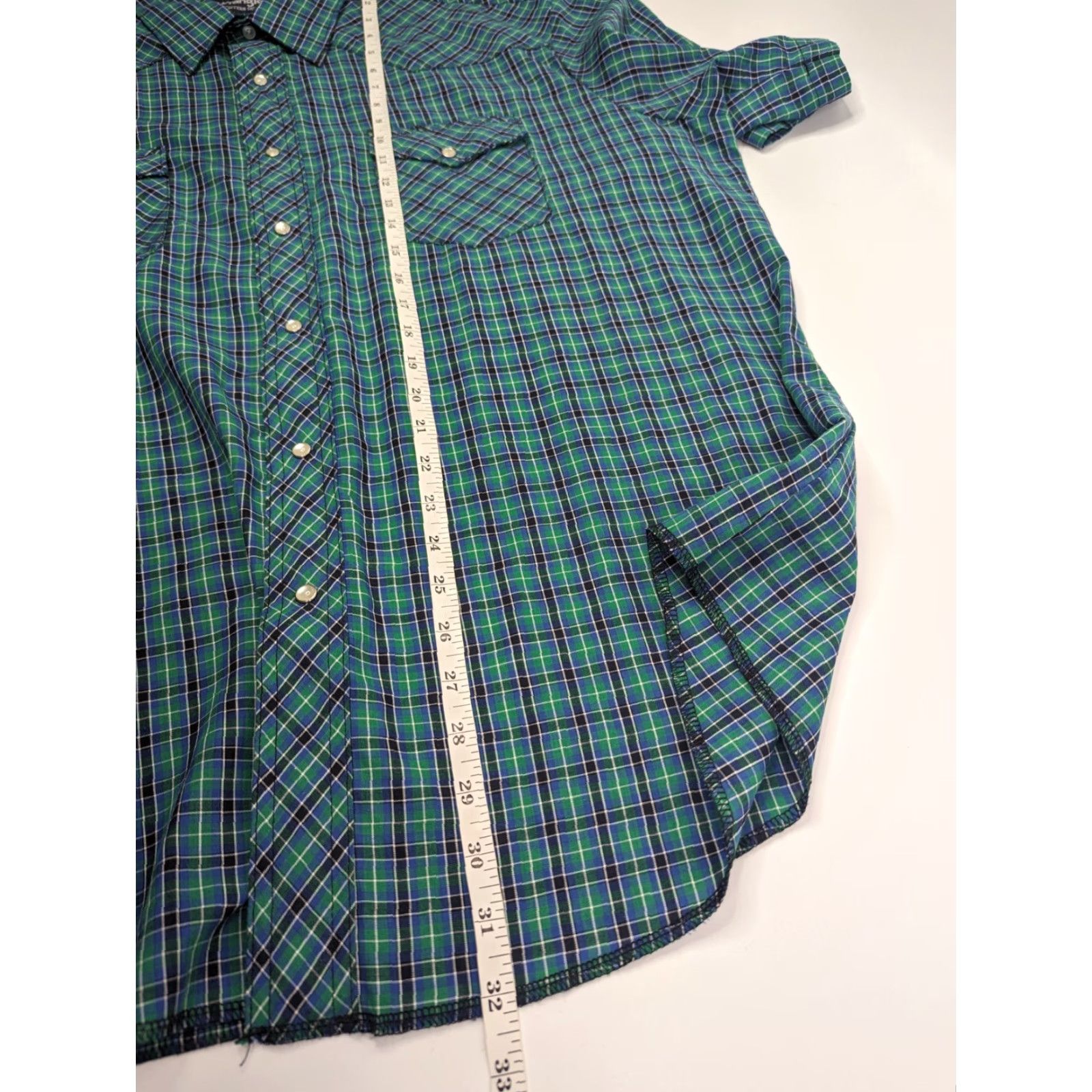 Wrangler Wrangler Shirt Men 2XL Blue Plaid Cotton Short Sleeve Western Snap Button-Up Pockets Size US XXL / EU 58 / 5 - 3 Thumbnail