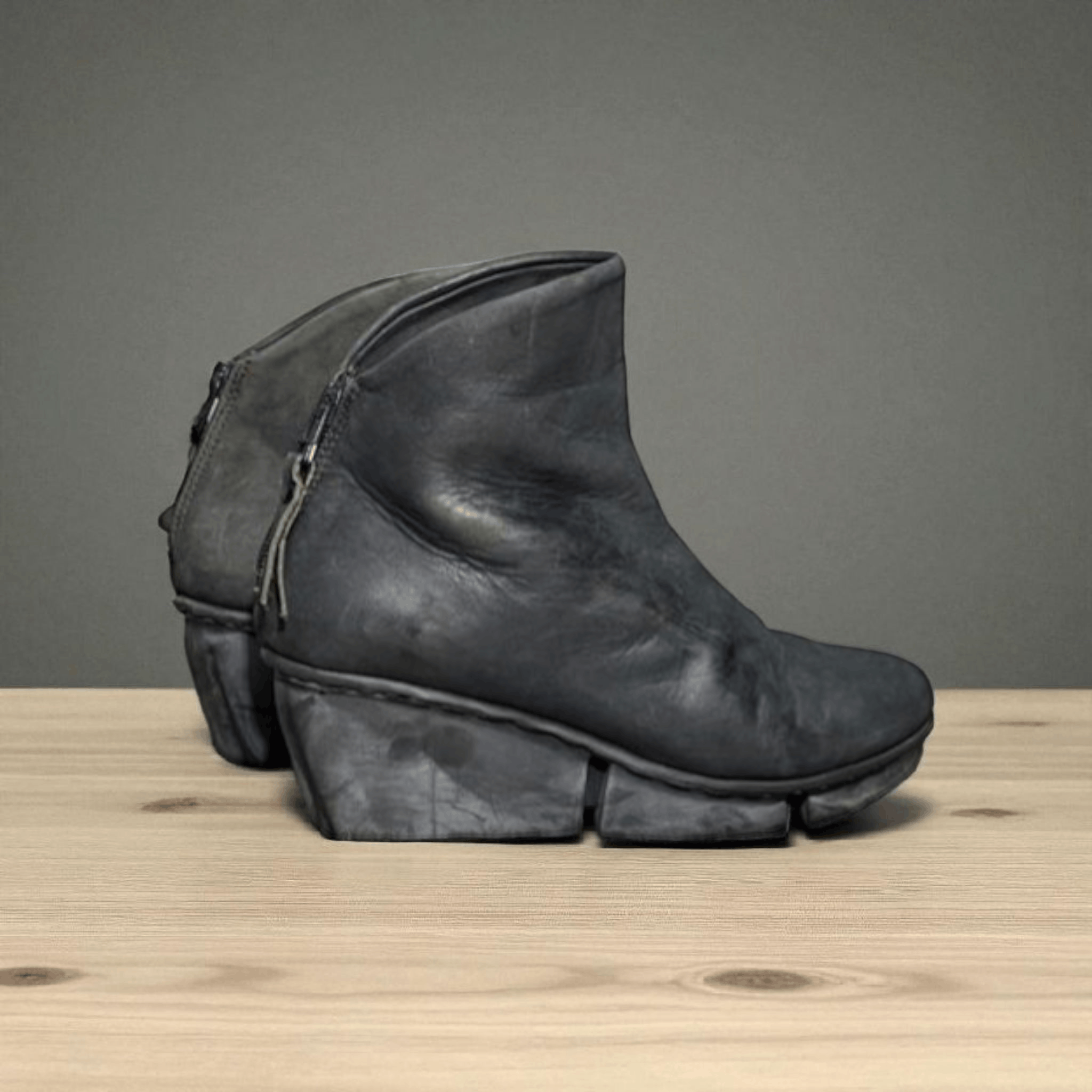 Trippen Trippen Swift Dark Grey Leather Short Boots Size US 5 / IT 35 - 3 Thumbnail