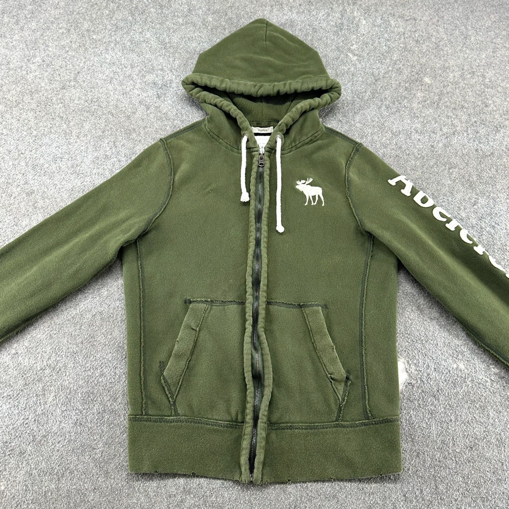 Abercrombie & Fitch VINTAGE Abercrombie & Fitch Hoodie Womens M Green Full Zip Muscle Cotton Spellout Y2K 90s Size M / US 6-8 / IT 42-44 - 3 Thumbnail