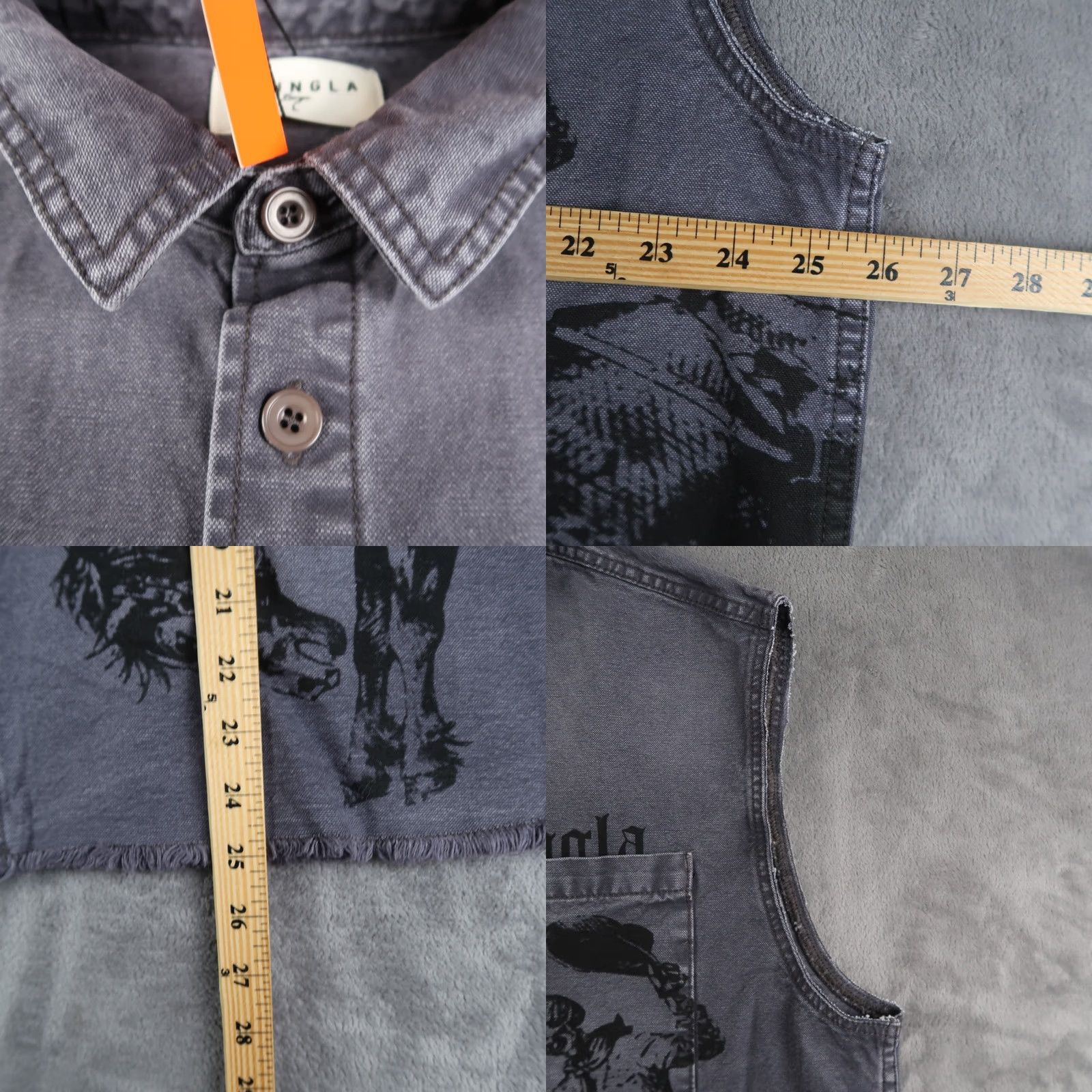 YoungLA VINTAGE YoungLa Denim Button Shirt Men L Gray Western Cowboy sleeveless crop Size US L / EU 52-54 / 3 - 8 Thumbnail