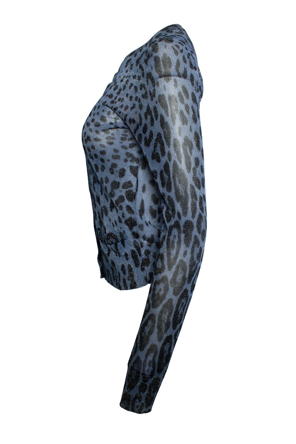 Dolce & Gabbana Dolce & Gabbana, leopard lurex cardigan in blue Size XS / US 0-2 / IT 36-38 - 4 Thumbnail