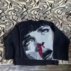 Japanese Brand × Vintage Y2K Autumn/Winter Portrait Jacquard Women's Knitted Sweater Size S / US 4 / IT 40 - 1 Thumbnail