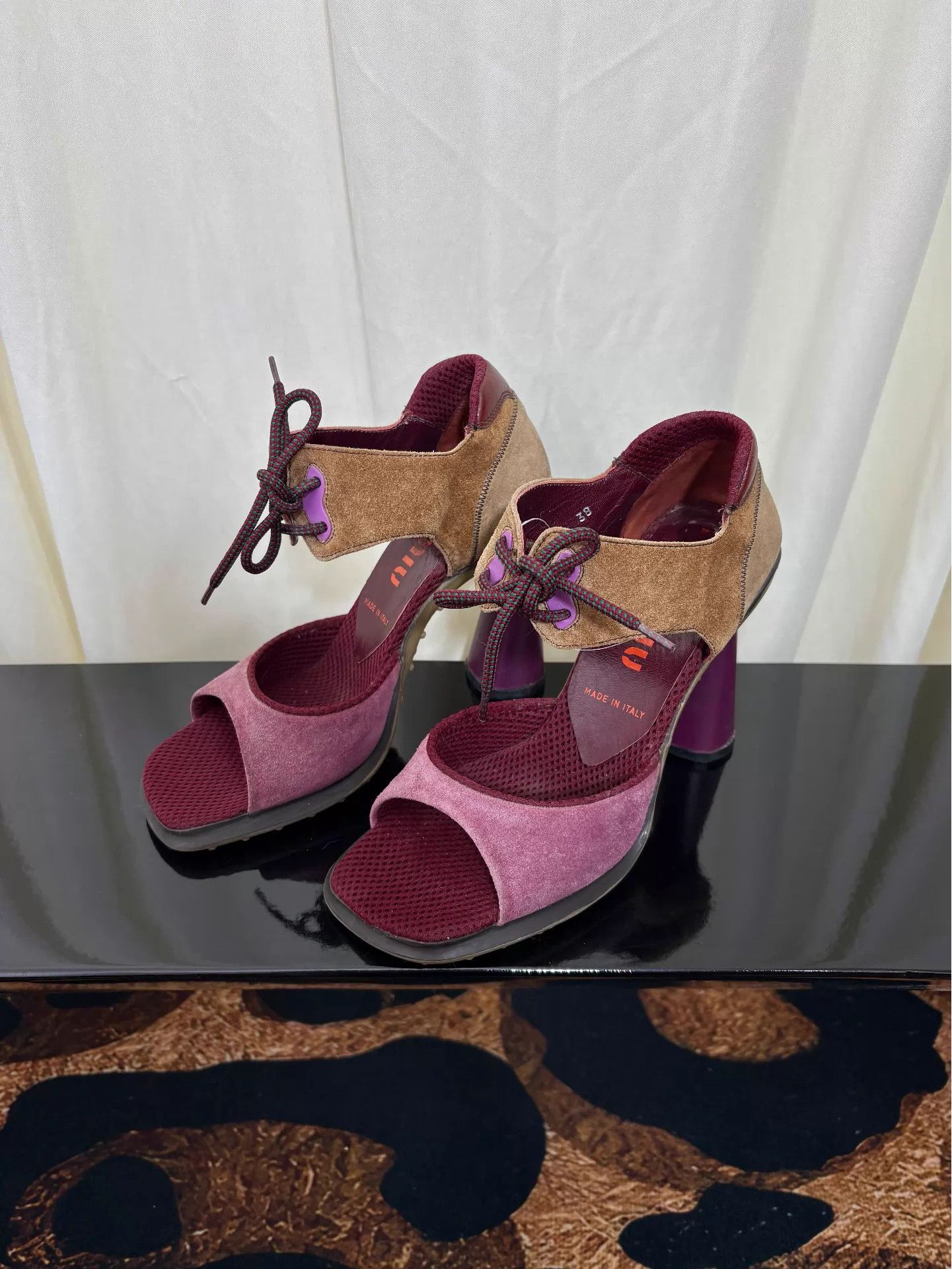 Miu Miu MIU MIU 1999FW Runway Suede Mesh Square Toe Laced Sandal 38 Size US 7.5 / IT 37.5 - 1 Thumbnail