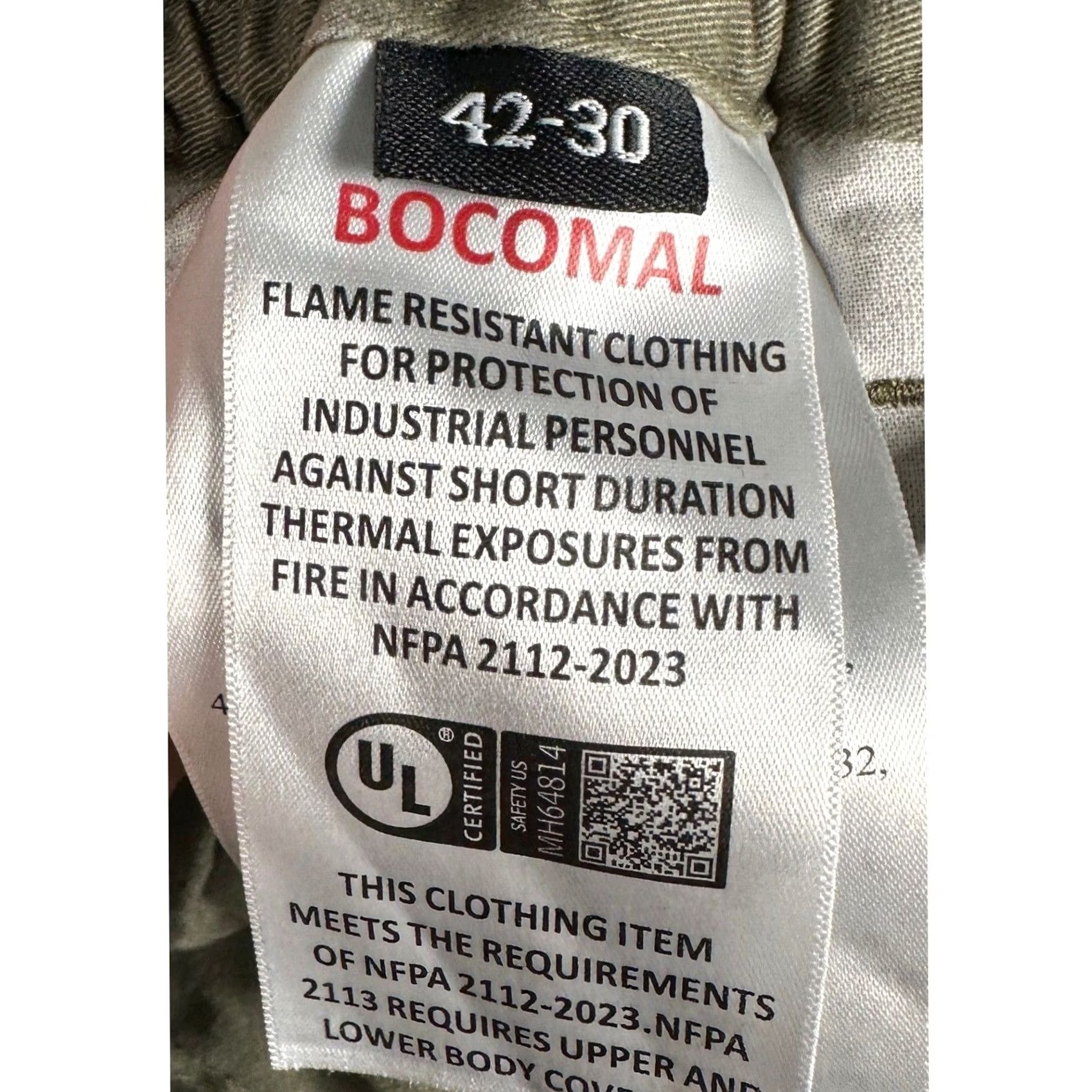 Olive Bocomal FR Field Pants Men 42X30 Olive Green Flame Resistant Cargo CAT2 Workwear Size US 42 / EU 58 - 3 Thumbnail
