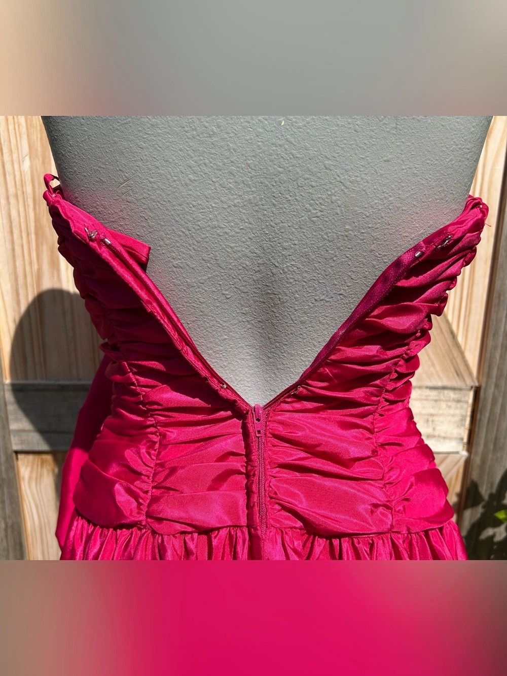 Other Vintage Retro 80s Fucsia Taffeta Rose Party Prom Dress Size XS / US 0-2 / IT 36-38 - 4 Thumbnail