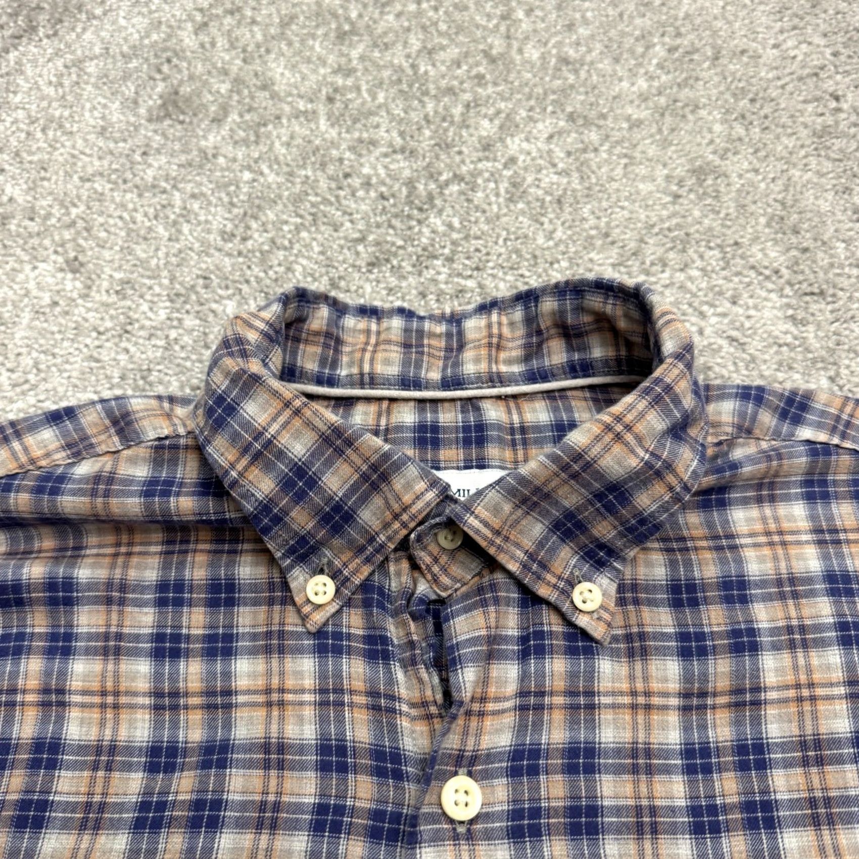 Peter Millar Peter Millar Button-Down Shirt Mens M Navy Brown Plaid Long Sleeve Cotton Multicolor Classic Outdoor Preppy Size US M / EU 48-50 / 2 - 4 Thumbnail