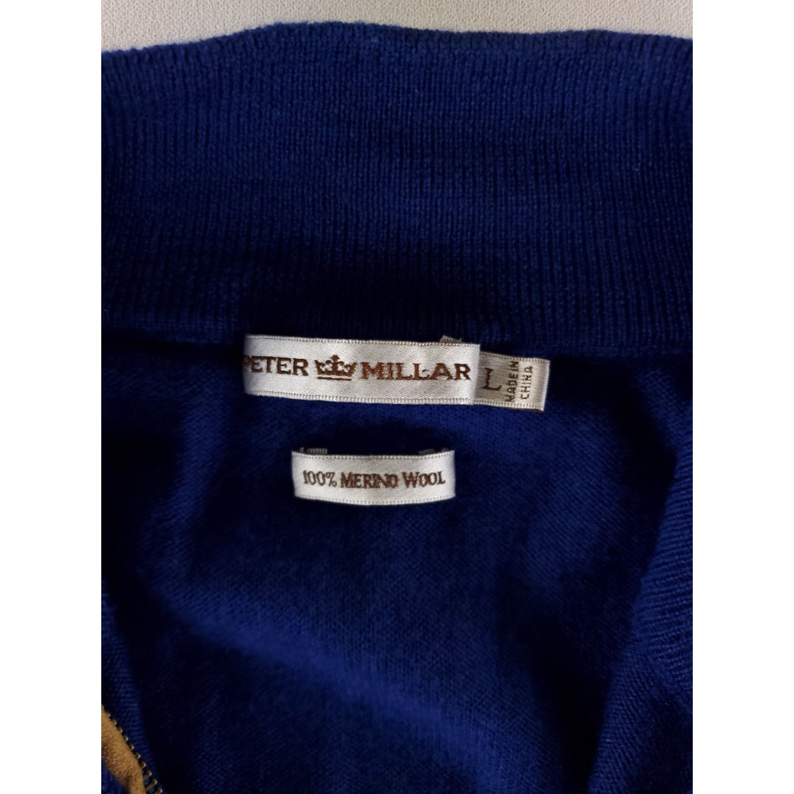 Peter Millar Peter Millar 100% Merino Wool 1/4 Zip Sweater Pullover Elbow Patches Blue Mens L Size US L / EU 52-54 / 3 - 5 Thumbnail
