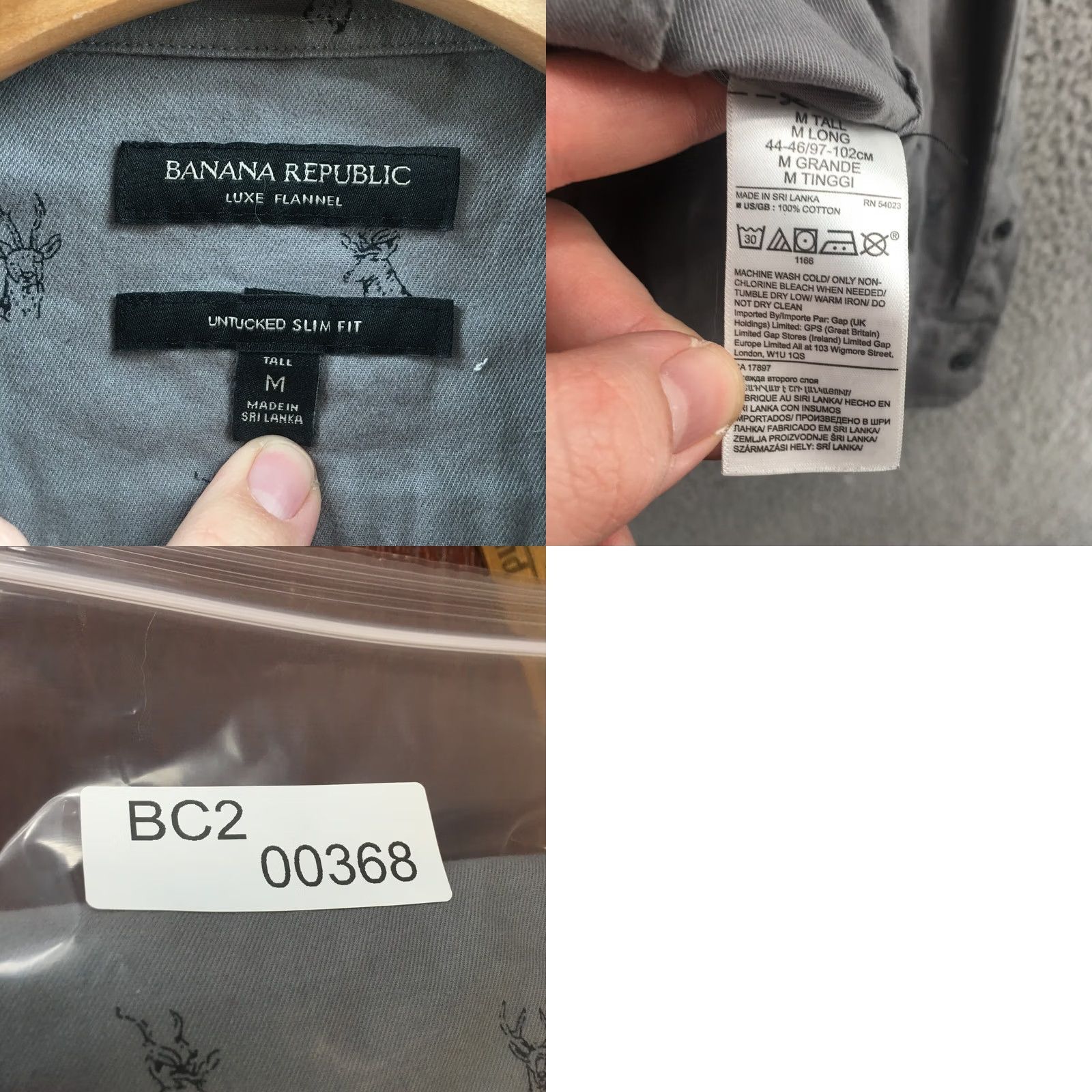 Banana Republic Banana Republic Button-Down Dress Shirt Mens M Gray Long Sleeve Collared Shirt Size 40R - 9 Thumbnail