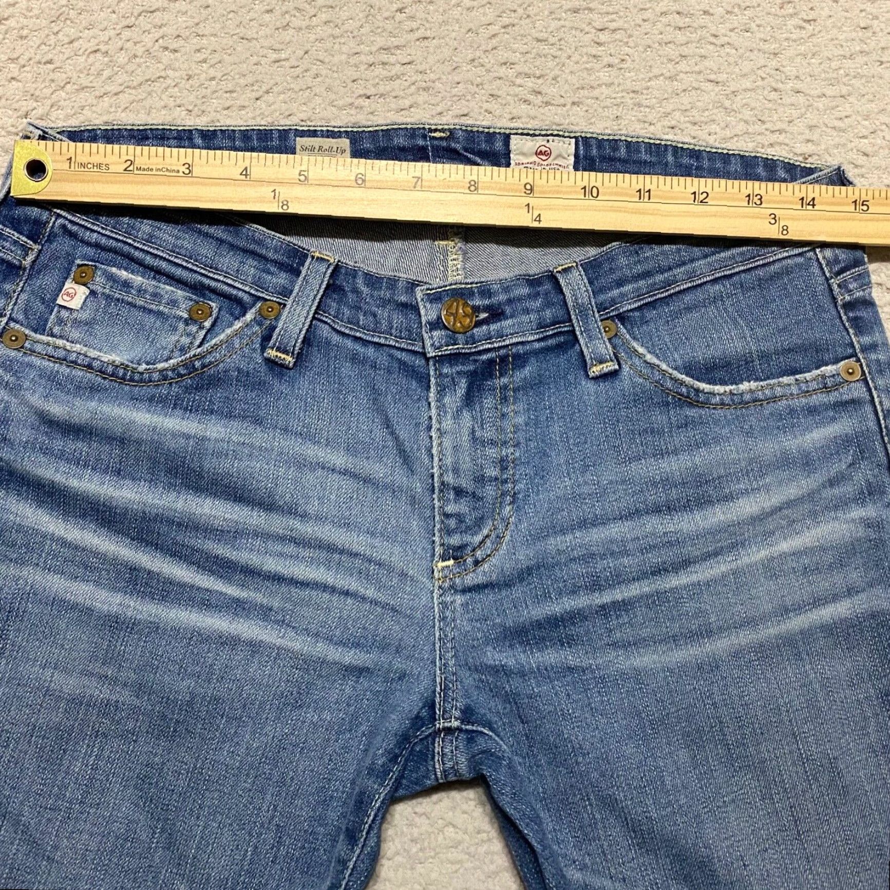 Denime AG Adriano Goldschmied Jeans Womens 28R Blue Denim Stilt Cigarette Roll Up Shirt? Size 26" / US 2 / IT 38 - 5 Thumbnail