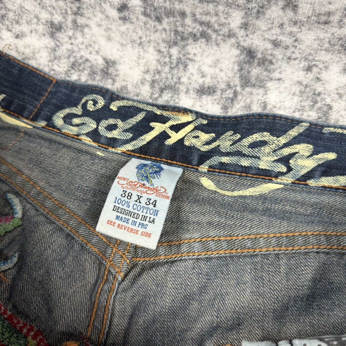 Ed Hardy Ed Hardy Y2K Dragon Embroidered Denim Jeans Size US 36 / EU 52 - 12 Thumbnail