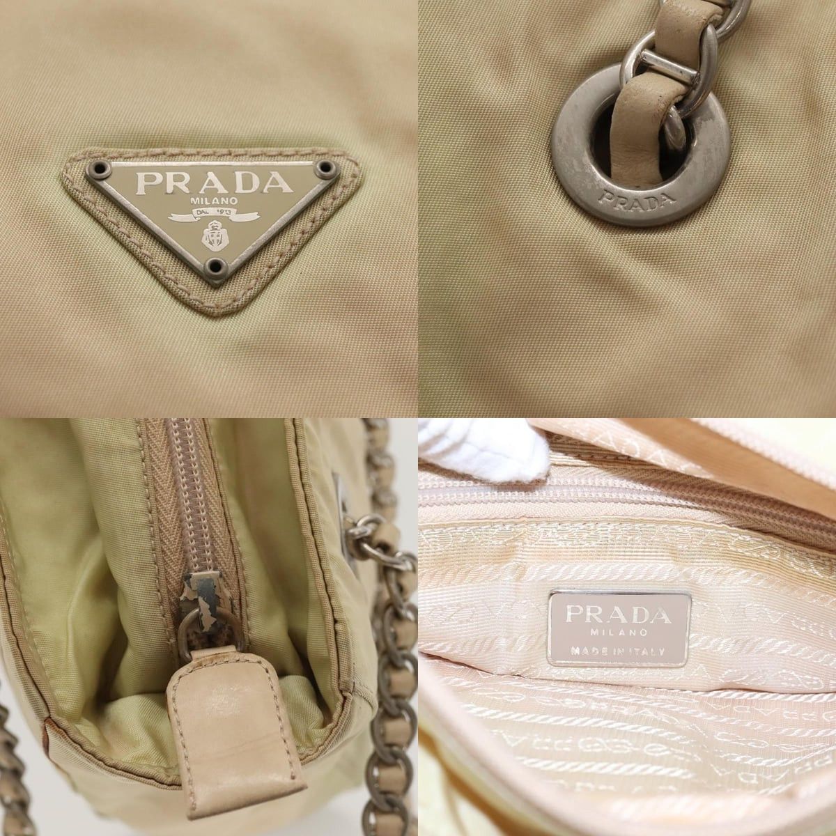 Prada PRADA Chain Shoulder Bag Nylon Beige Size ONE SIZE - 11 Thumbnail