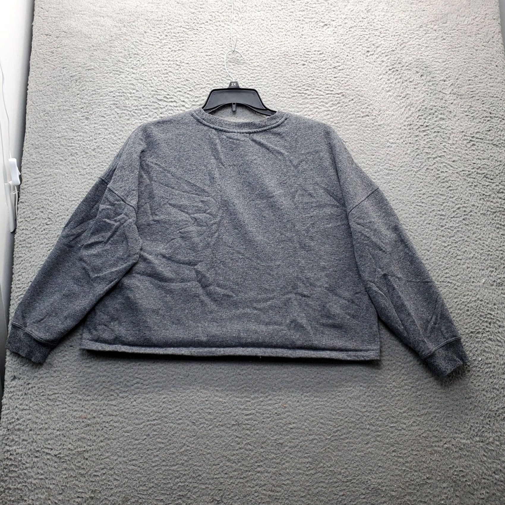 Calvin Klein Calvin Klein Cropped Sweatshirt Womens XL Gray Fleece Lined Oversized Pullover - CK Pullover Sweatshirt Women XL Gray Size XL / US 12-14 / IT 48-50 - 2 Thumbnail
