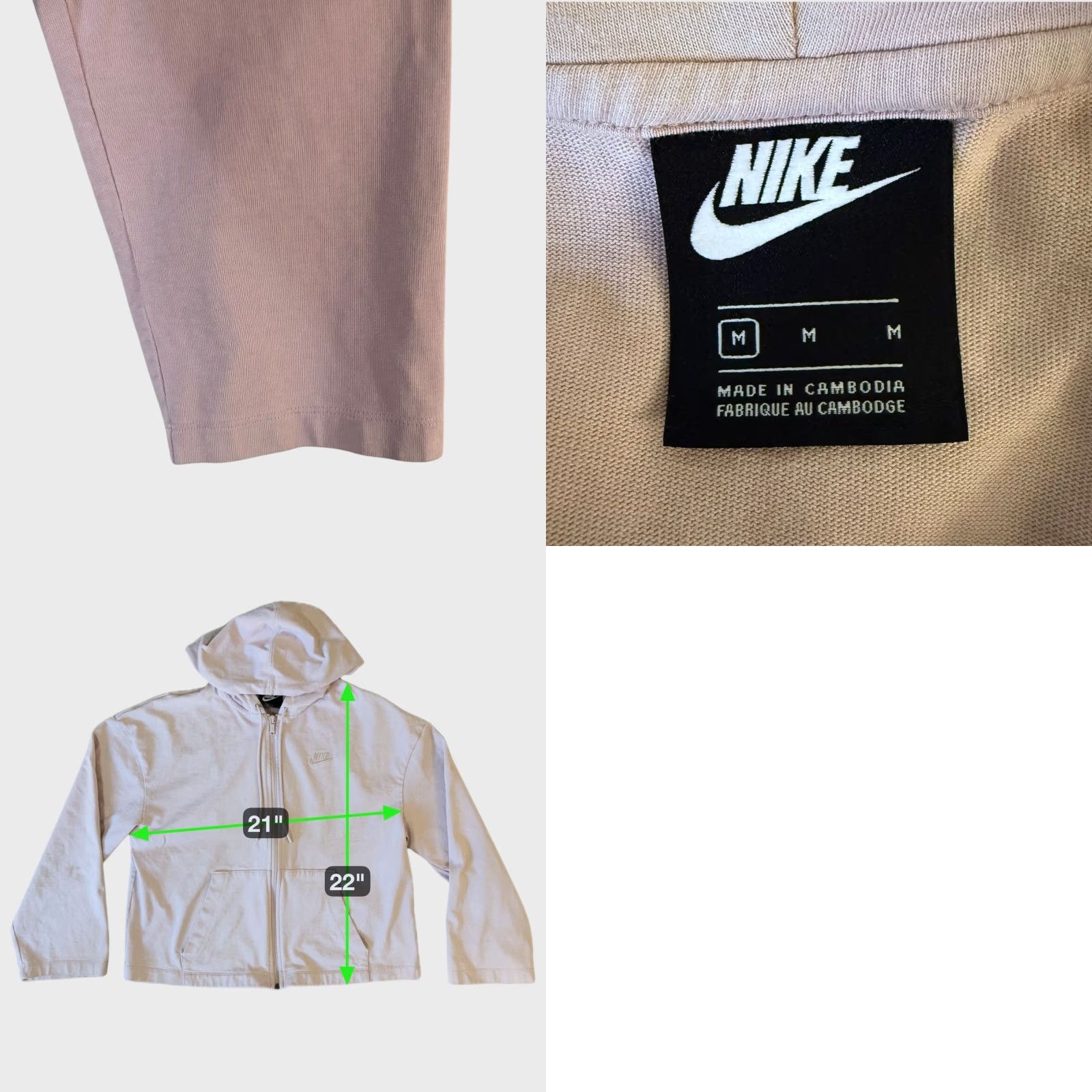 Nike Nike Sportswear Hoodie Jacket Pink Women's M Cotton Full Zip Hoodie Lightweight Logo Pockets Casual Activewear Spring Fall Winter 100% Cotton Size M / US 6-8 / IT 42-44 - 8 Thumbnail