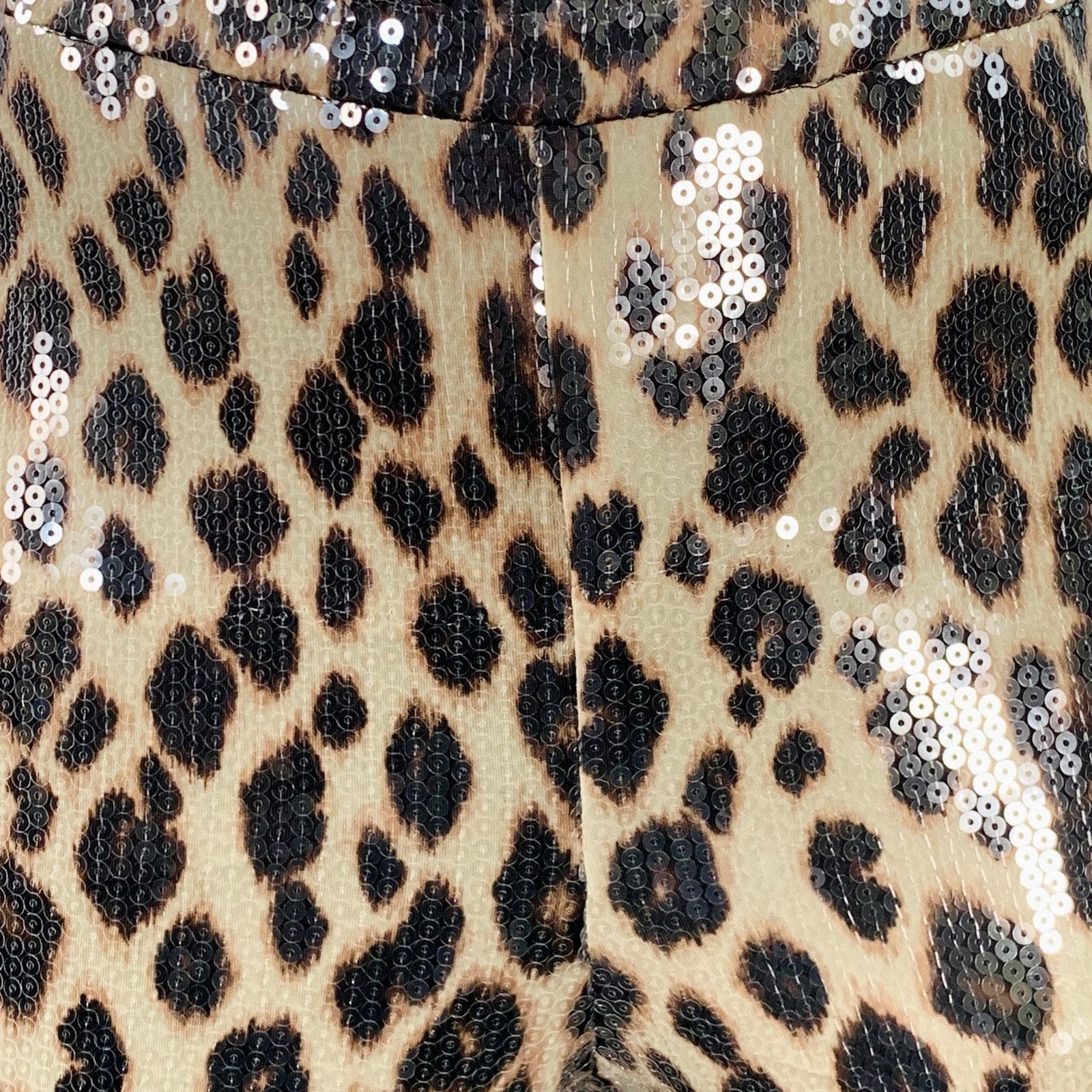 A.L.C. Size 2 Beige Brown Polyester Blend Sequined Leopard Leggings Size 26" / US 2 / IT 38 - 2 Thumbnail