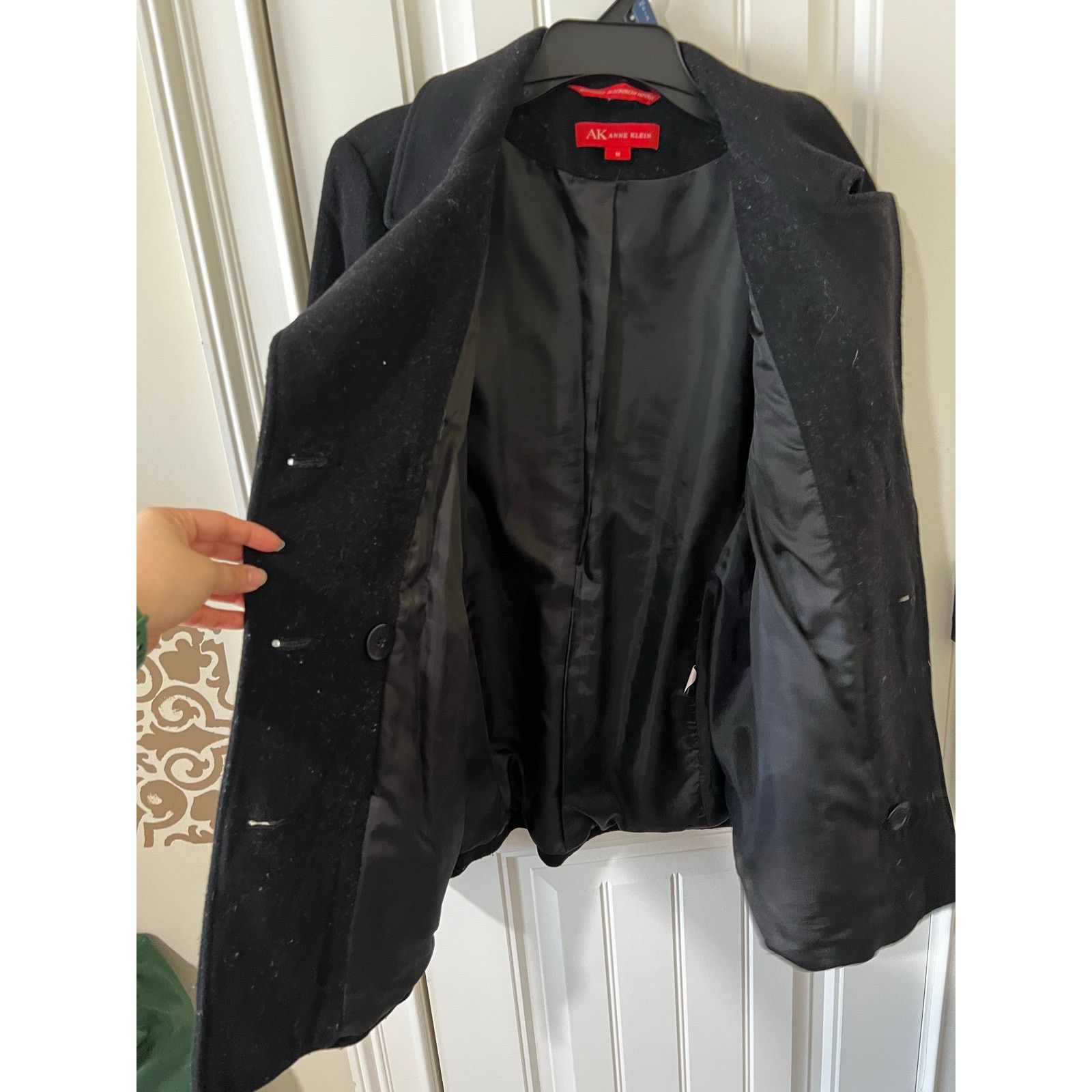 Anne Klein USED Classic Notched lapels Thick Double Breasted Coat Black Size M / US 6-8 / IT 42-44 - 10 Thumbnail