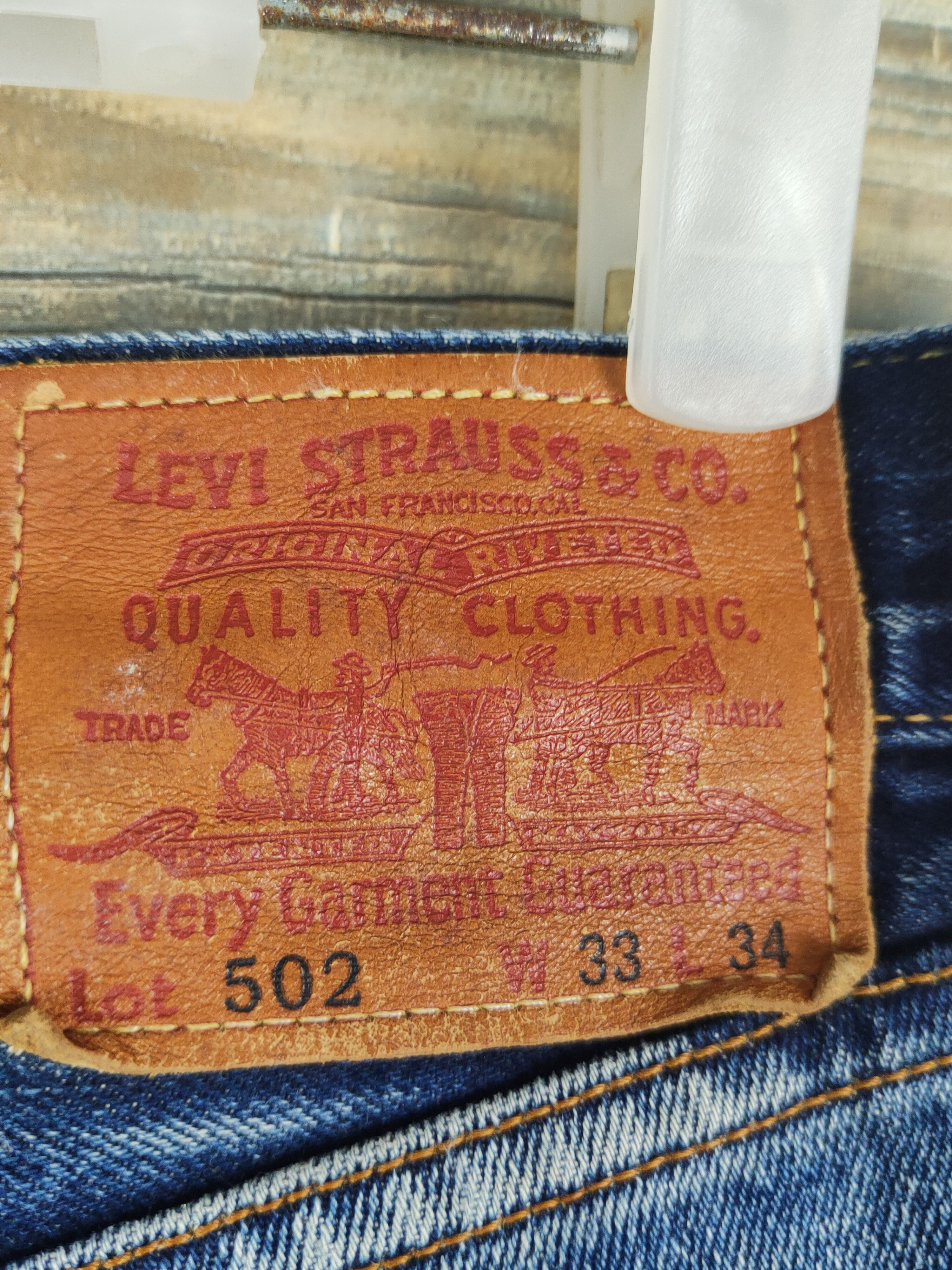 Levi's Vintage Levis 502 Redline Selvedge Faded Blue Jeans #W1323 Size US 33 - 7 Thumbnail